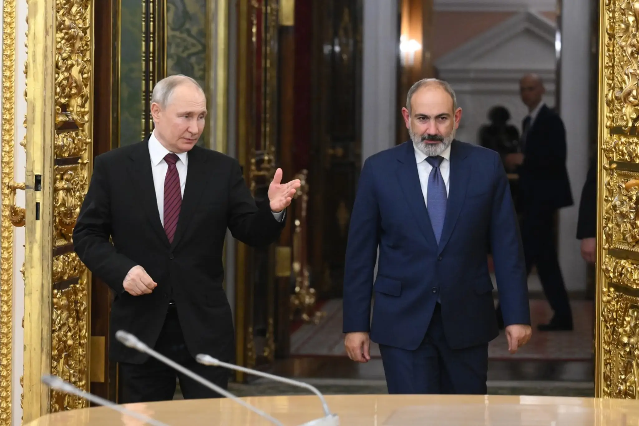 Ruský prezident Vladimir Putin a arménsky premiér Nikol Pašinjan.
