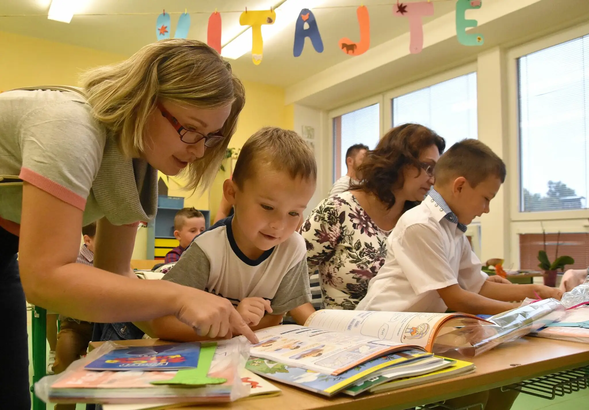 Na snímke žiaci I. C triedy Základnej školy na ul. Komenského v Trebišove