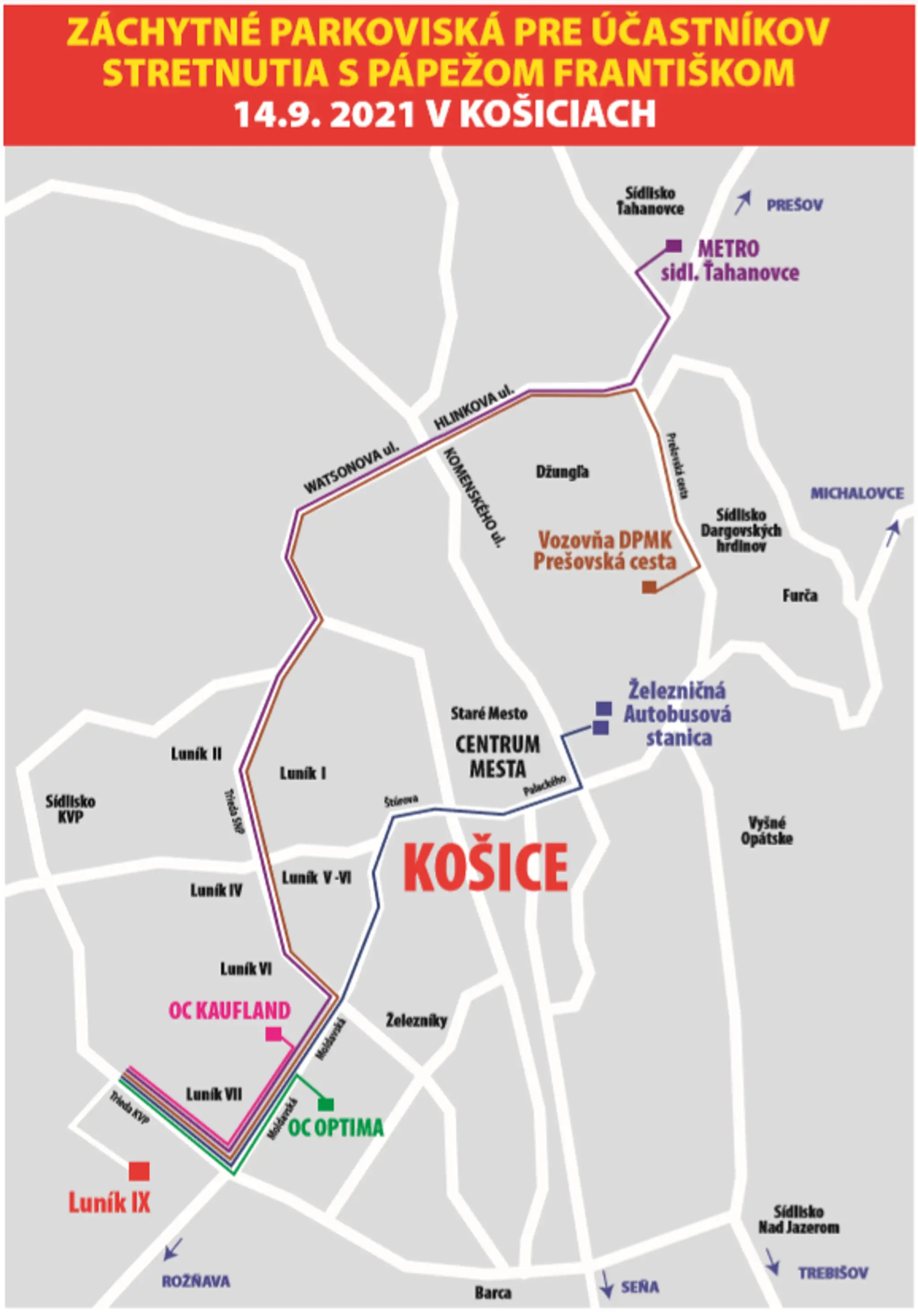 Záchytné parkoviská v Košiciach.