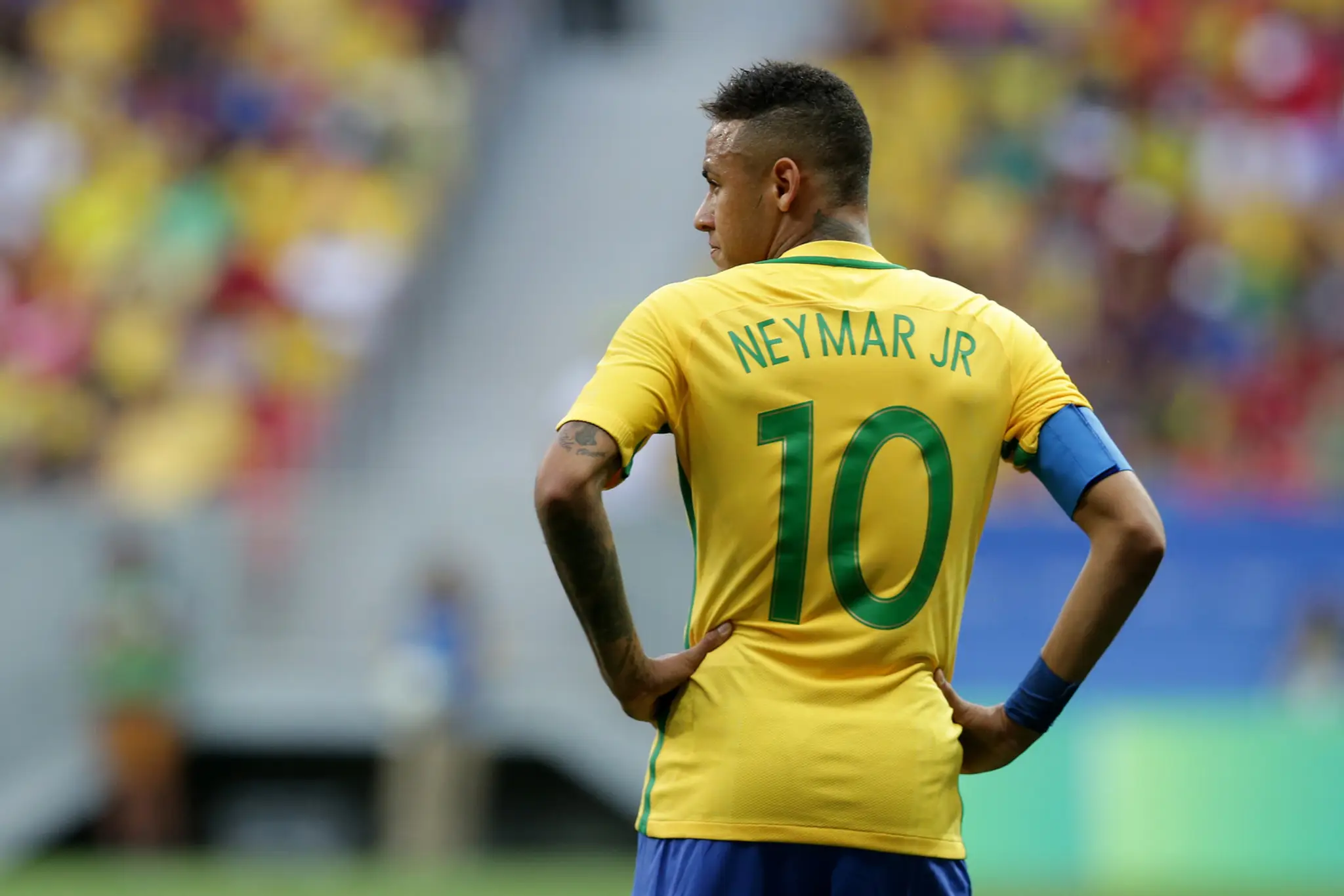 Brazílsky futbalista Neymar počas futbalového zápasu A-skupiny Brazília - JAR.