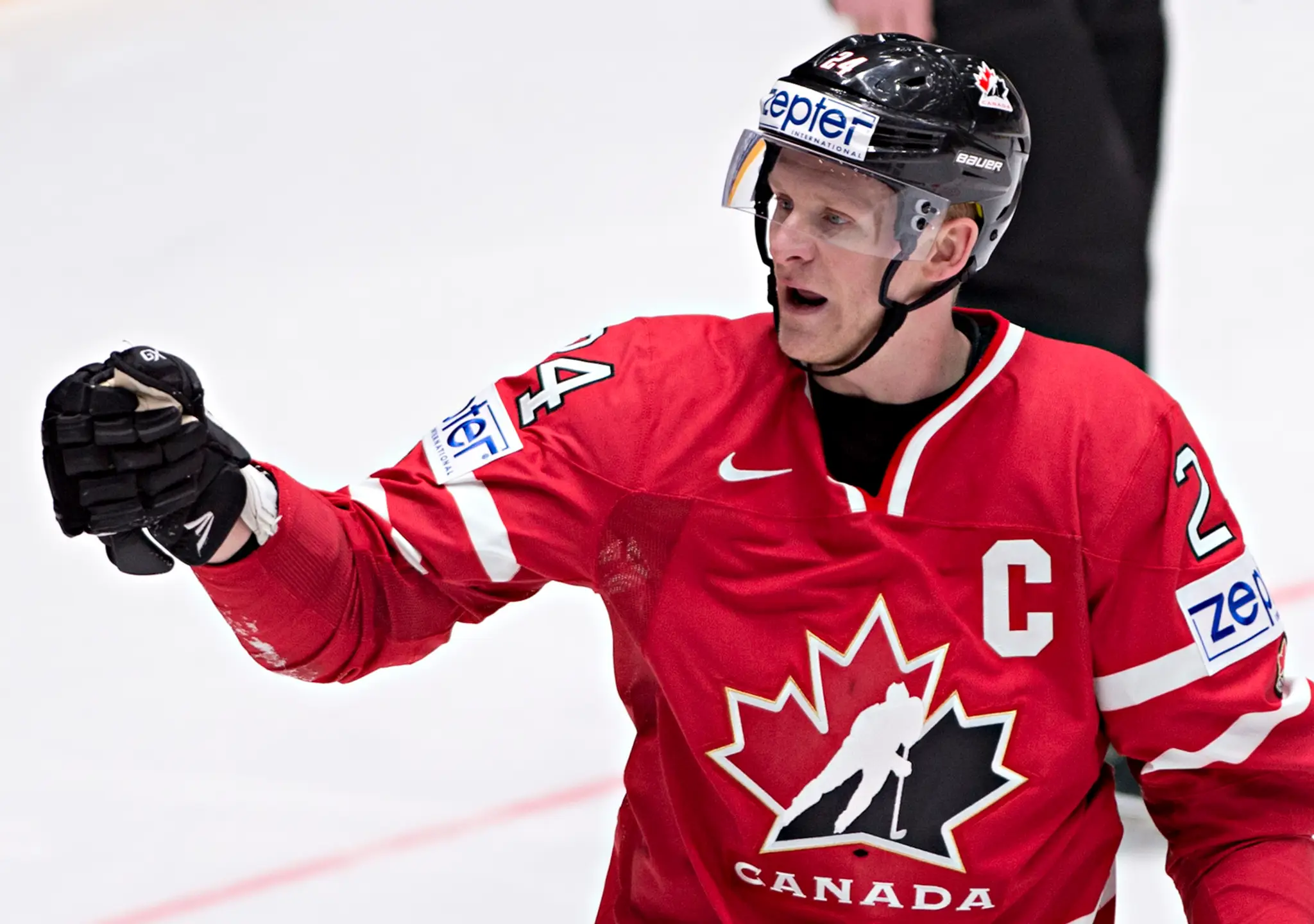 Kanadský kapitán Corey Perry počas duelu MS 2016 v Rusku proti USA.