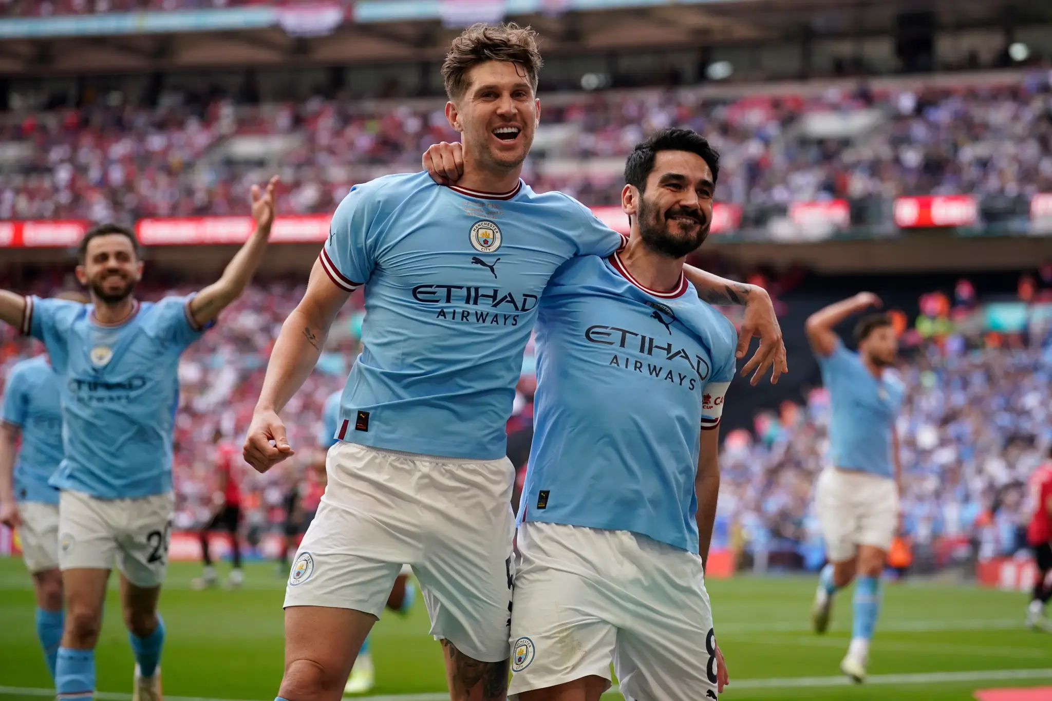 Ilkay Gündogan z Manchestru City sa teší z druhého gólu počas finále Pohára FA