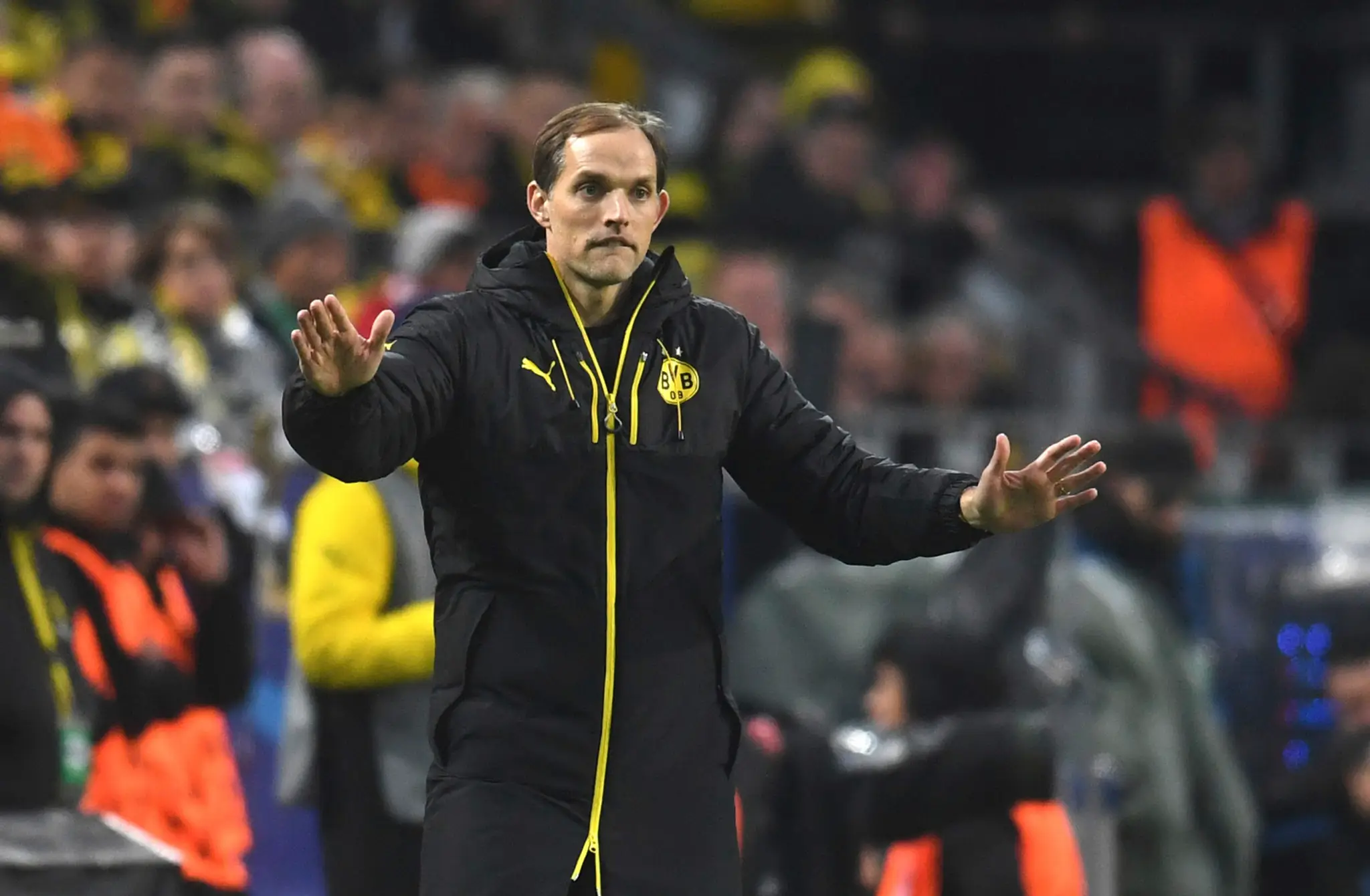 Kouč Dortmundu Thomas Tuchel počas štvrťfinále LM proti Monacu.