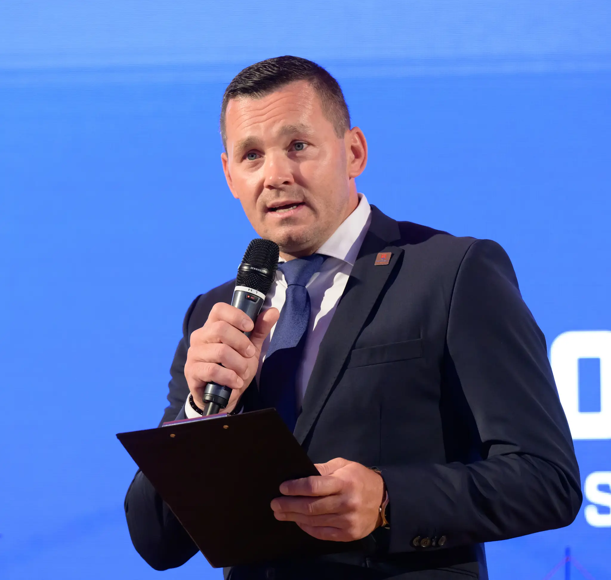 Na snímke generálny sekretár SZĽH Miroslav Lažo počas slávnostného žrebu 1. kola Tipos Extraligy.(1)