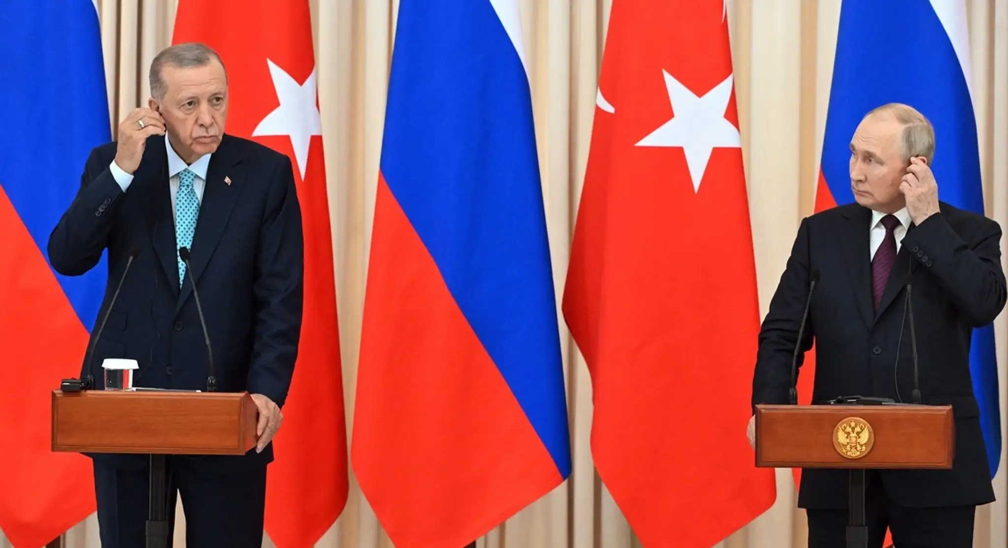 Turecký prezident Erdogan a jeho ruský náprotivok Putin.
