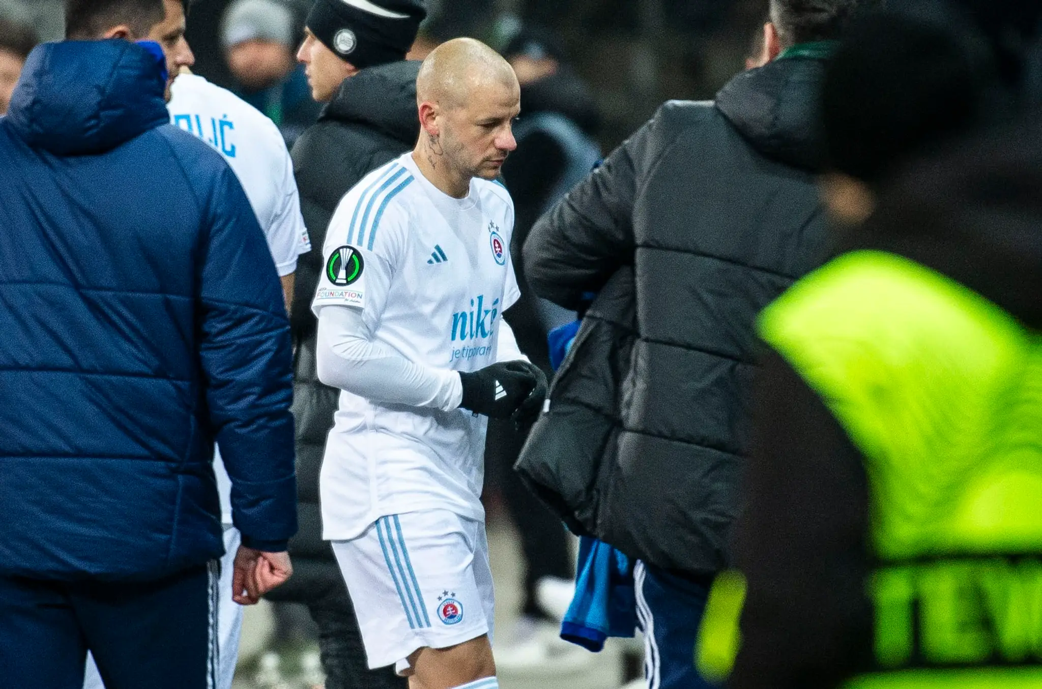 Vladimír Weiss mladší po inkasovanej červenej karte.
