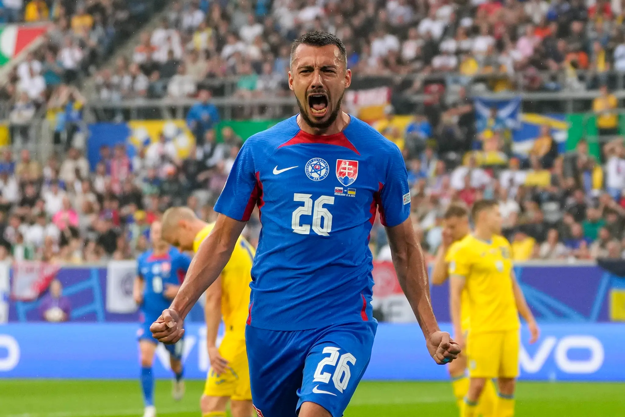 Ivan Schranz po strelenom góle do siete Ukrajiny
