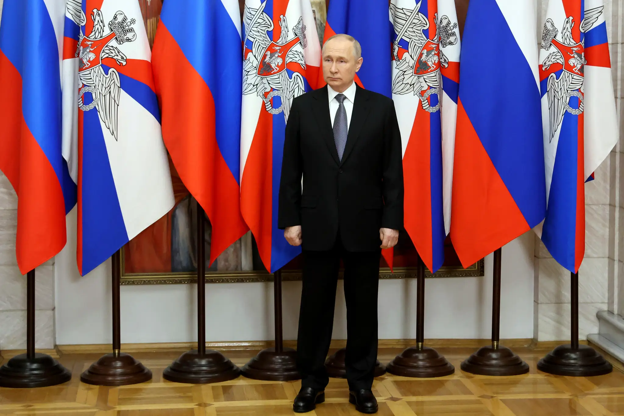 Ruský prezident Vladimir Putin na návšteve základne Južného vojenského okruhu.