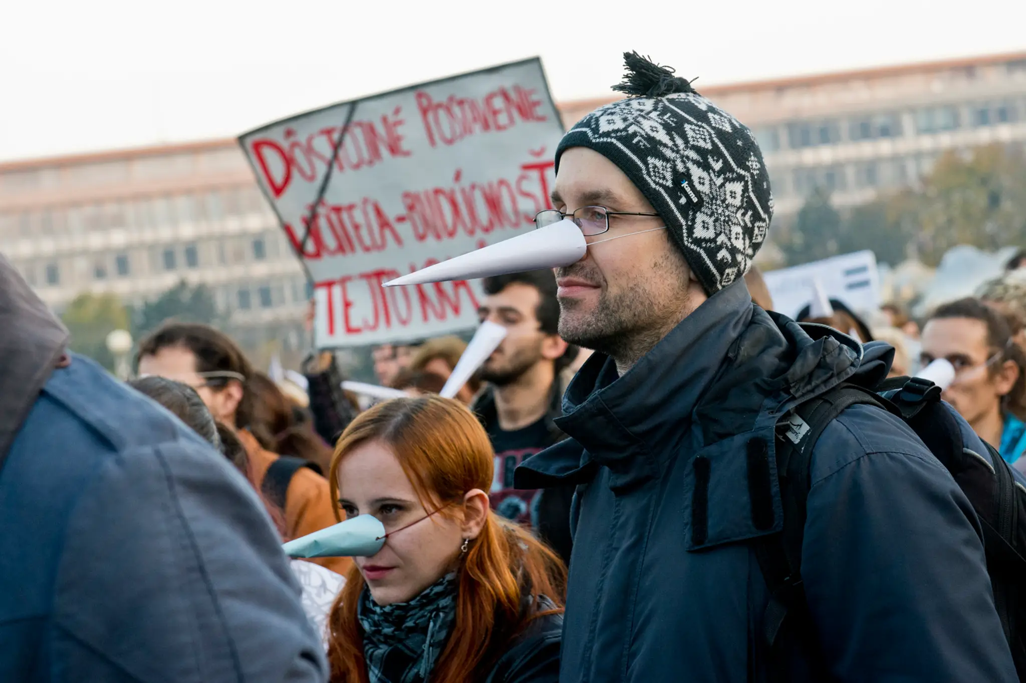 Z podujatia Zraz dlhých nosov, ktorým chcú pedagógovia vyjadriť svoju nespokojnosť so súčasnou situáciou v školstve