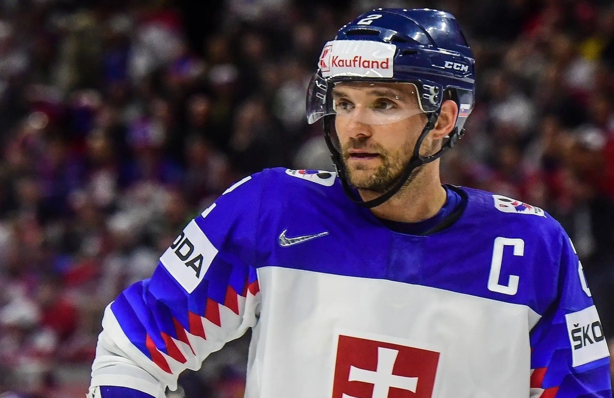Andrej Sekera počas zápasu proti Česku..jpg