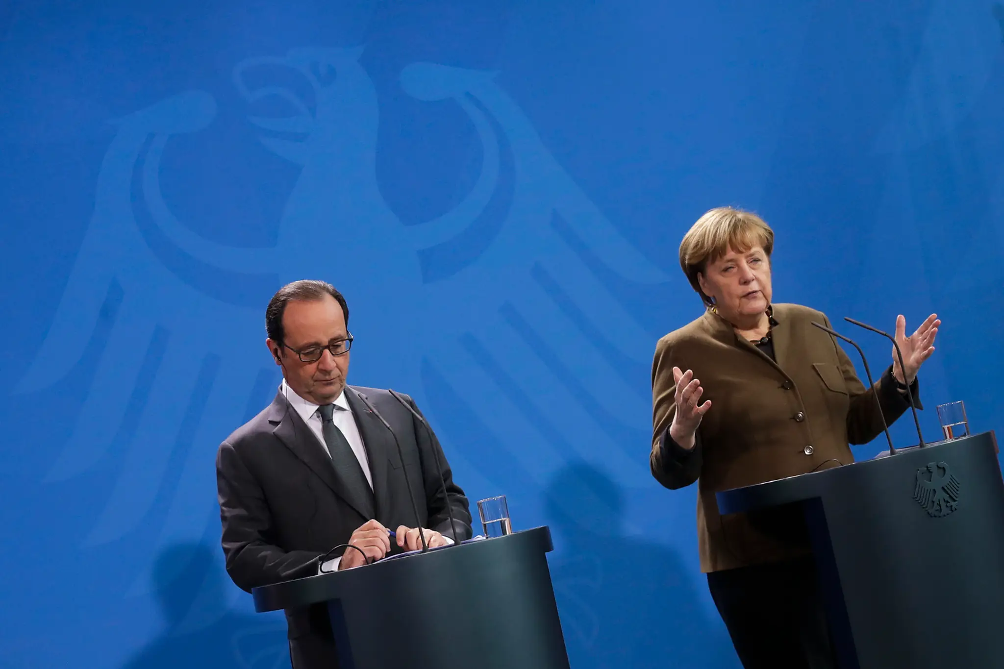 Angela Merkelová a Francois Hollande. 