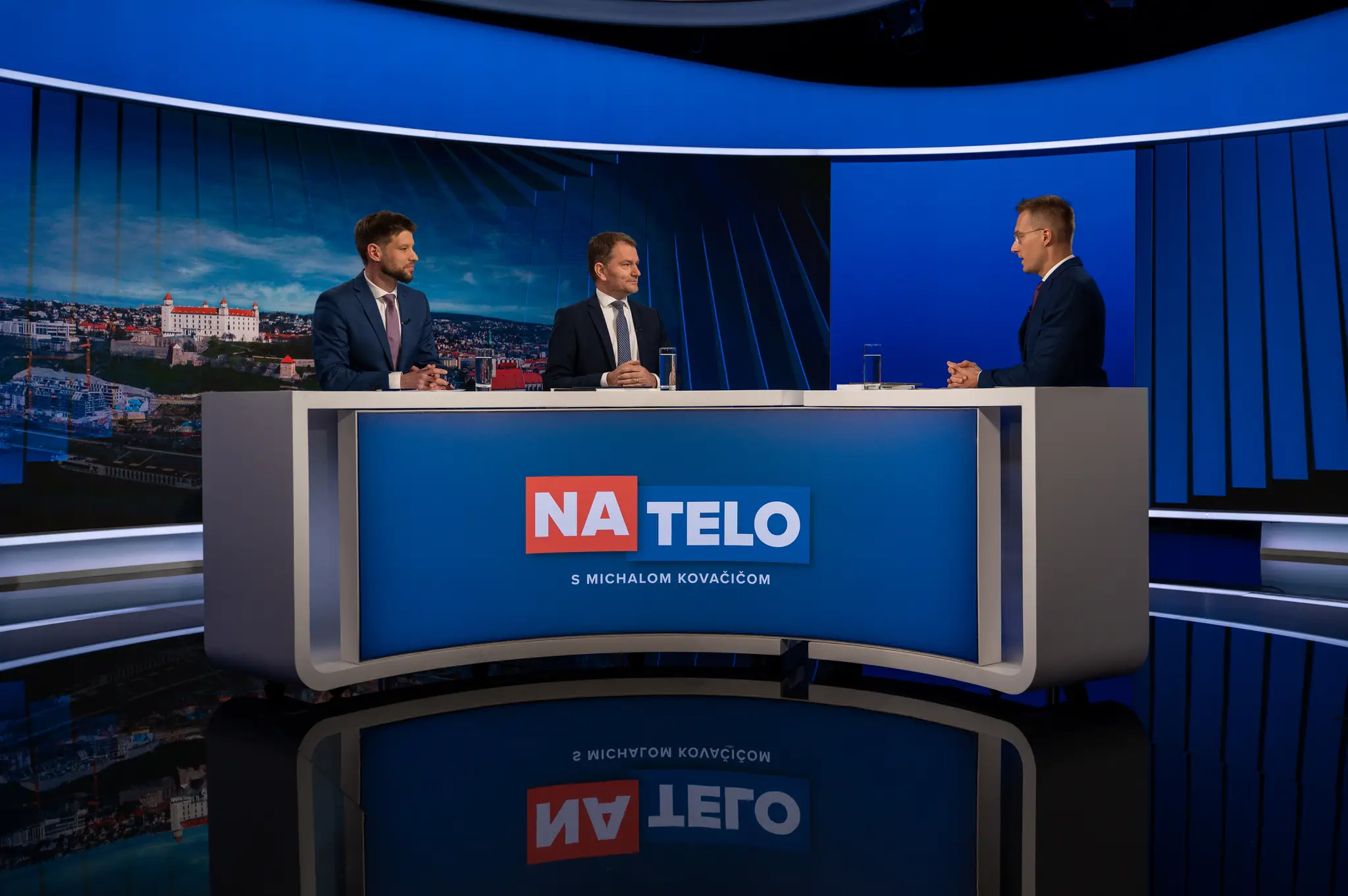 Michal Šimečka a Igor Matovič v priestoroch televízie Markíza