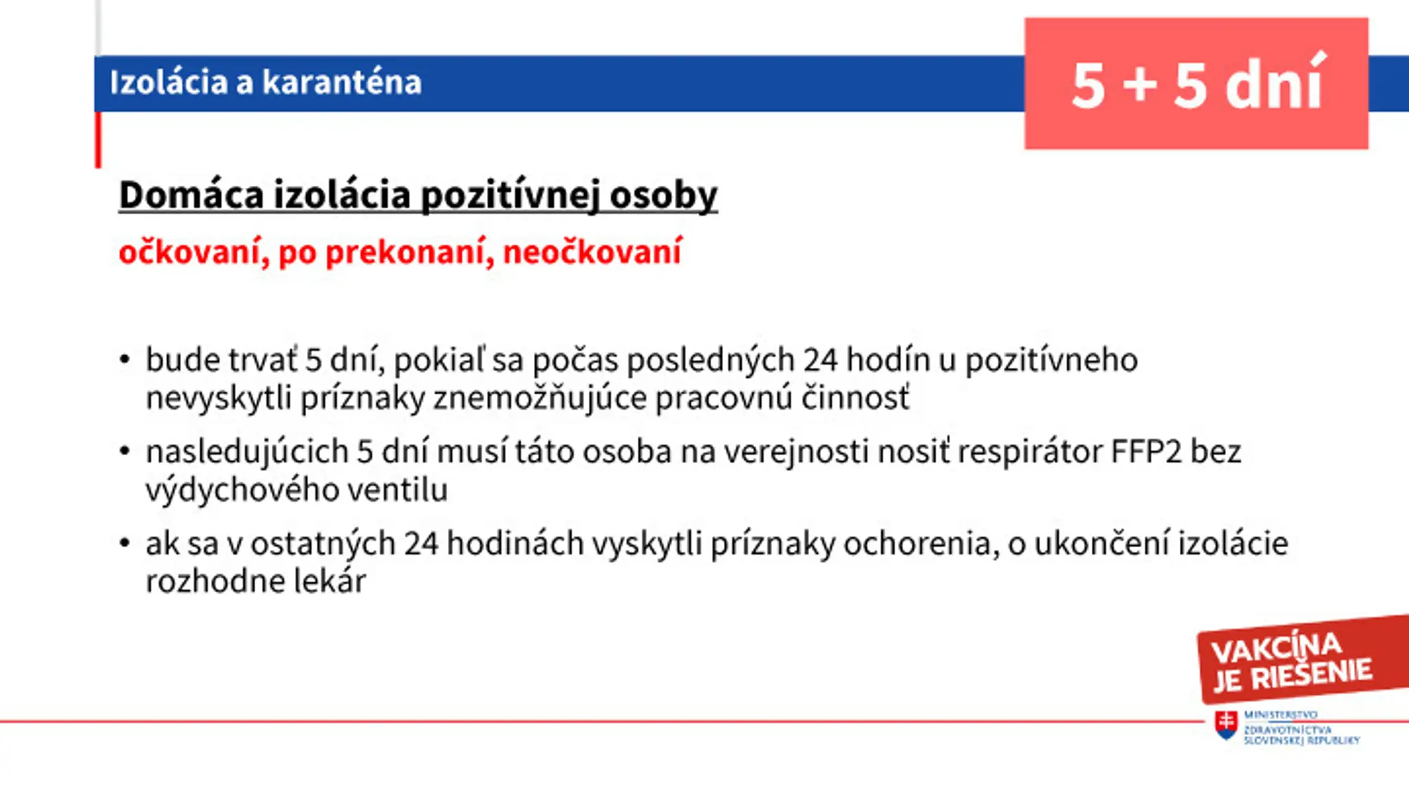 Izolácia pozitívnej osoby.