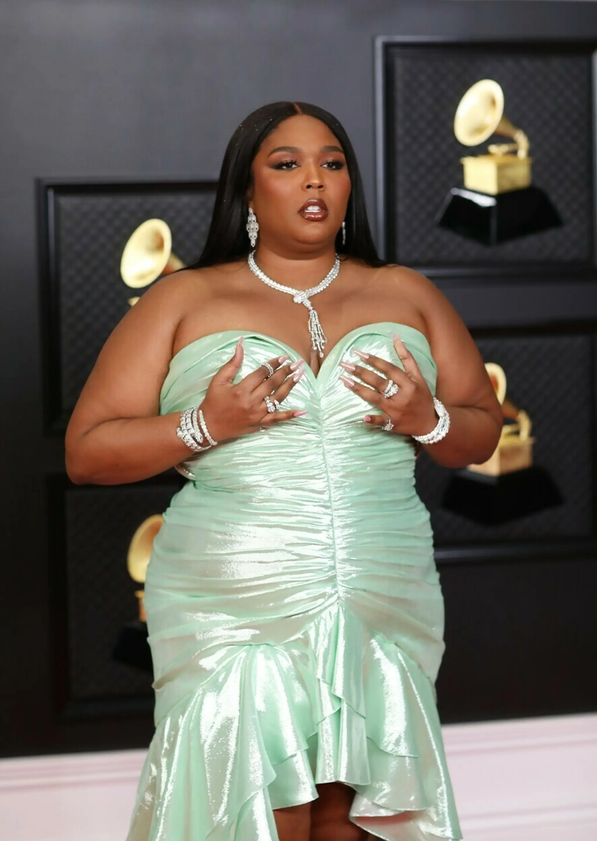 Lizzo na 63. ročníku hudobných cien Grammy v Los Angeles