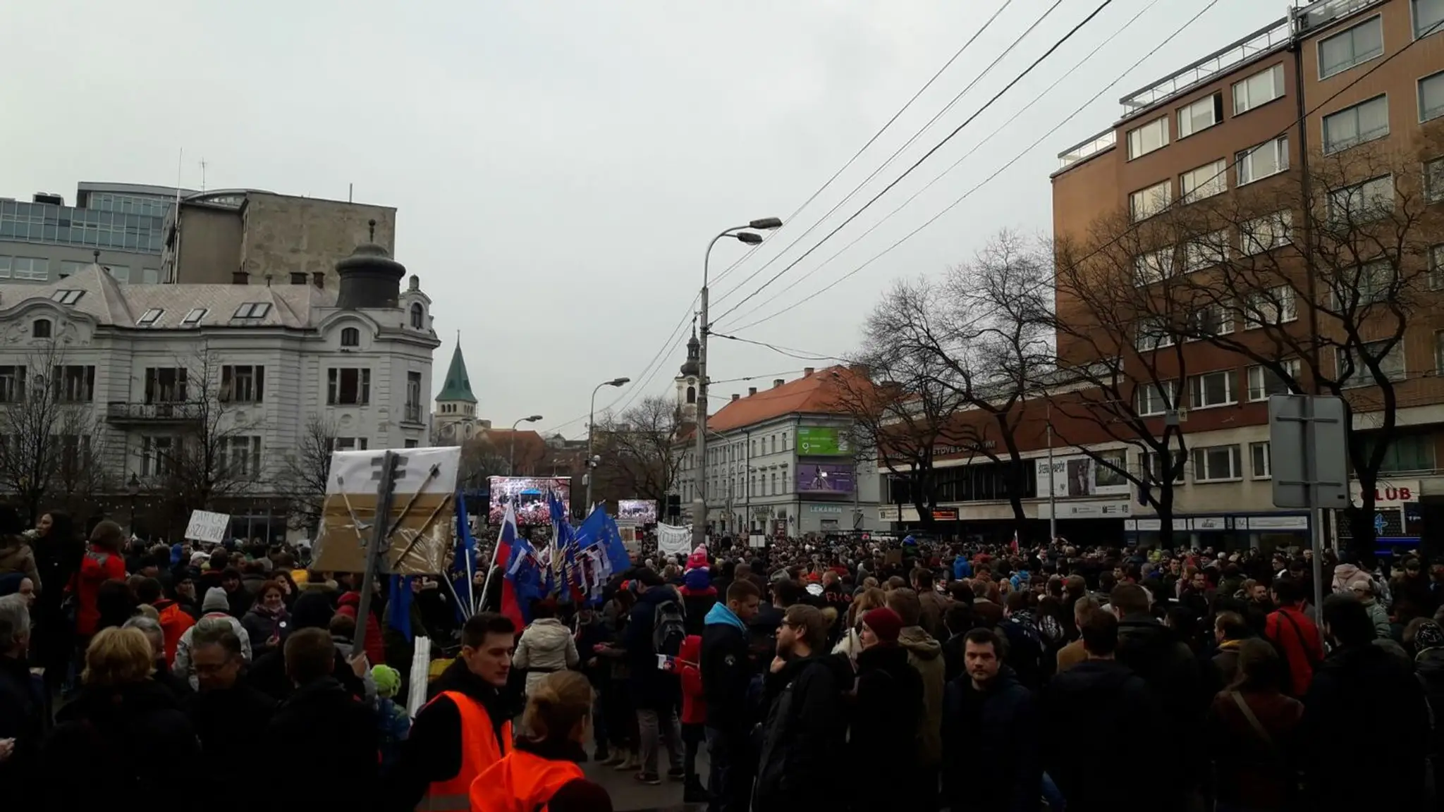 Na bratislavskom proteste Za slušné Slovensko. 