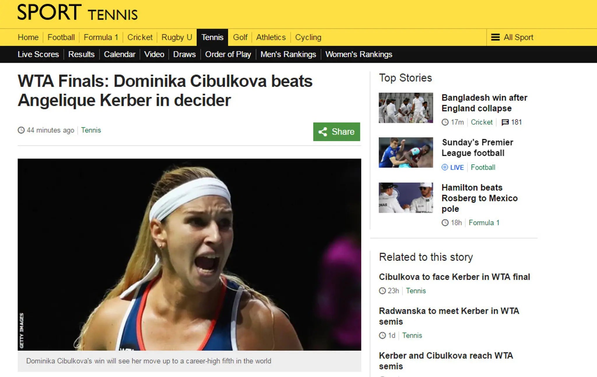 Dominika Cibulkova na BBC sport.