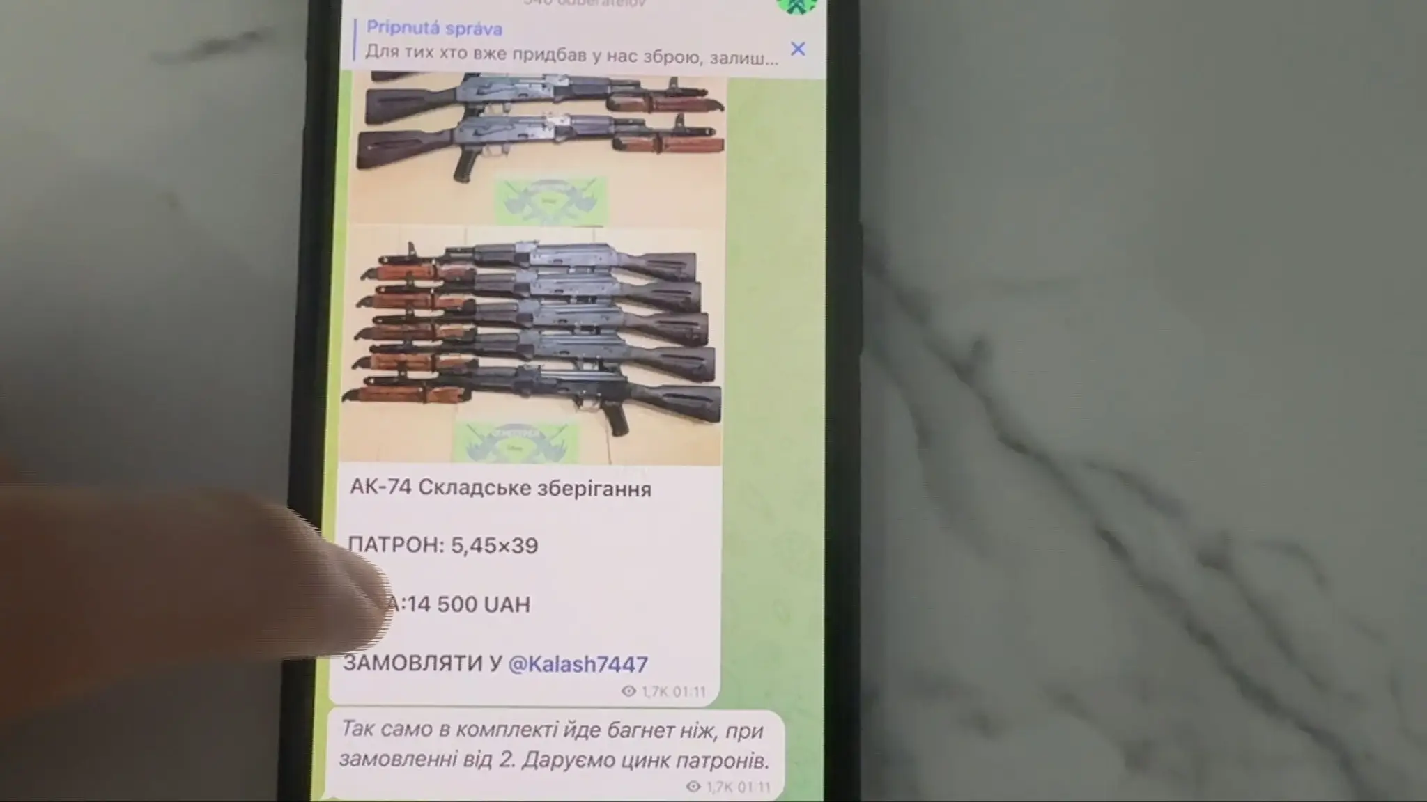 Predaj zbraní z Ukrajiny na Telegrame