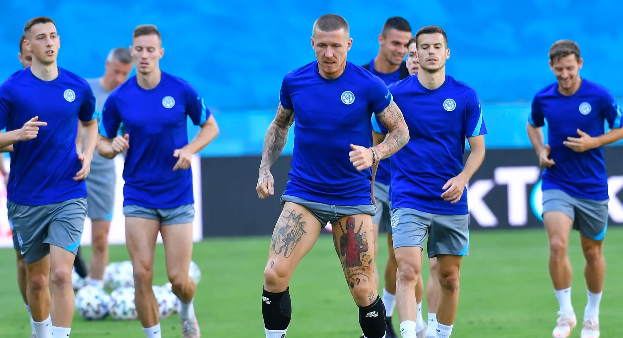 Slovenskí futbaloví reprezentanti počas tréningu