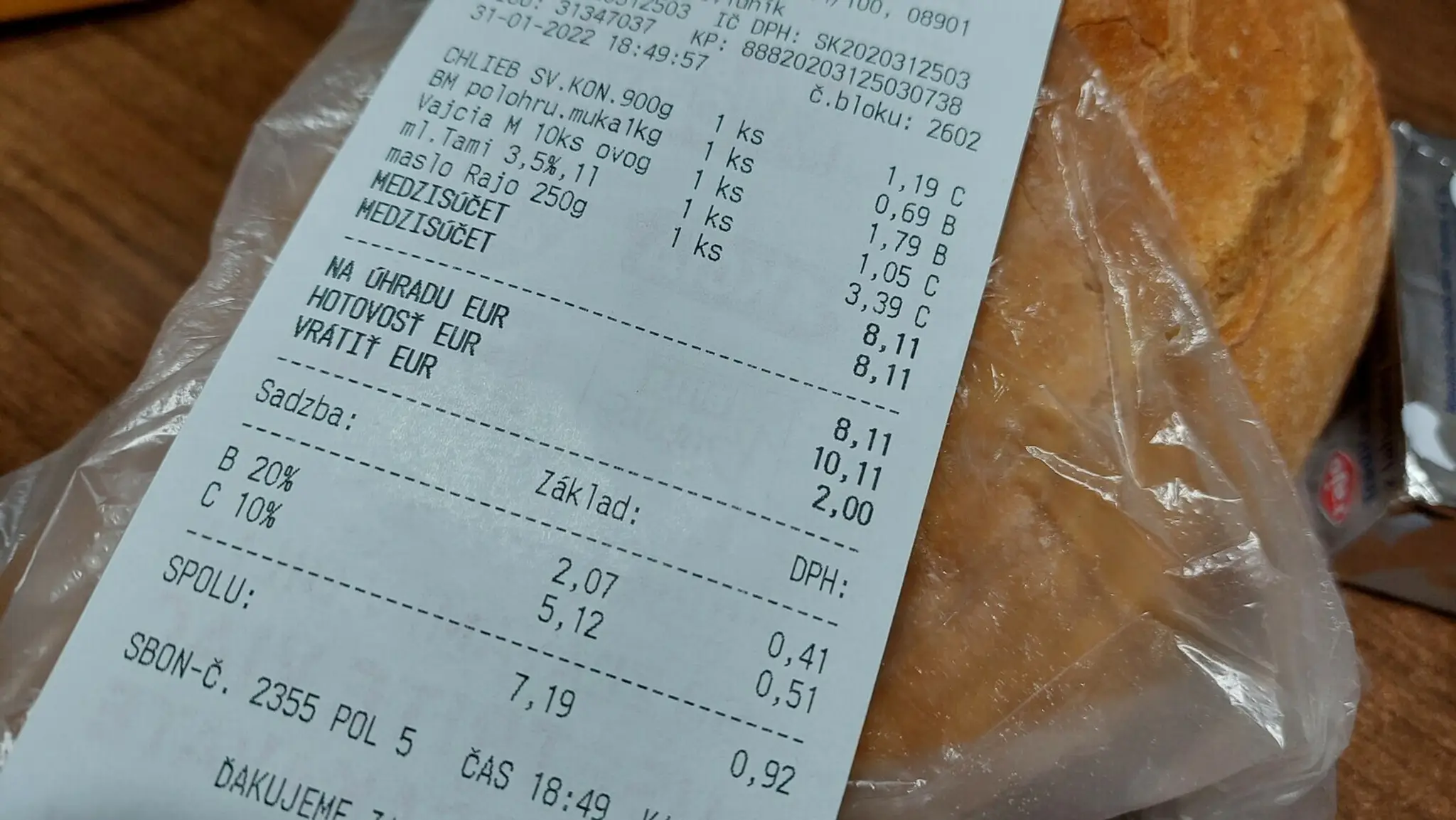 Účet v slovenských potravinách