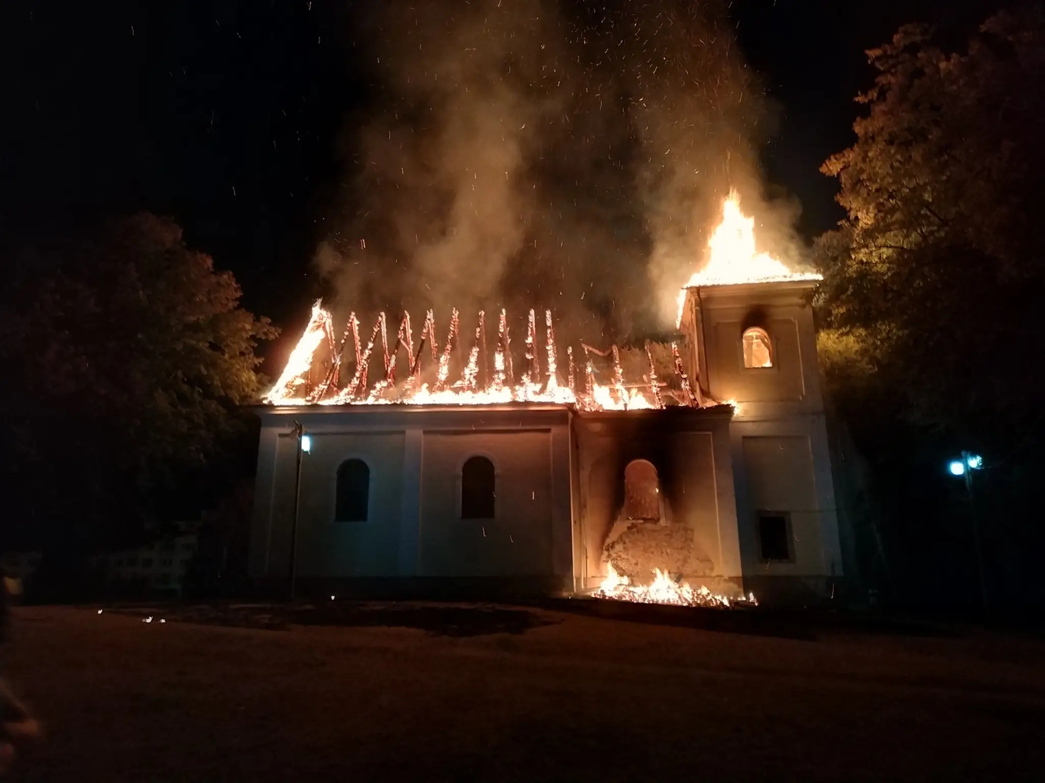 Požiar kostola v Považskej Bystrici