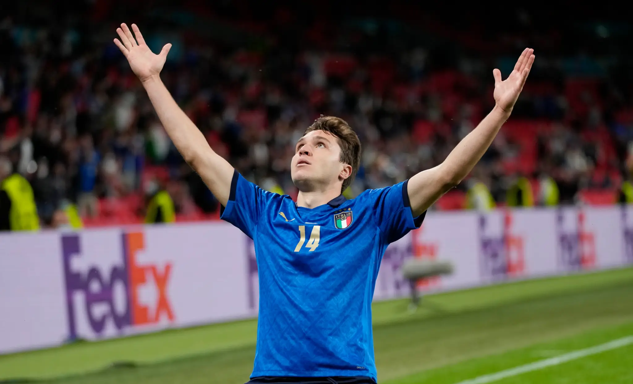Federico Chiesa oslavuje gól proti Rakúsku.