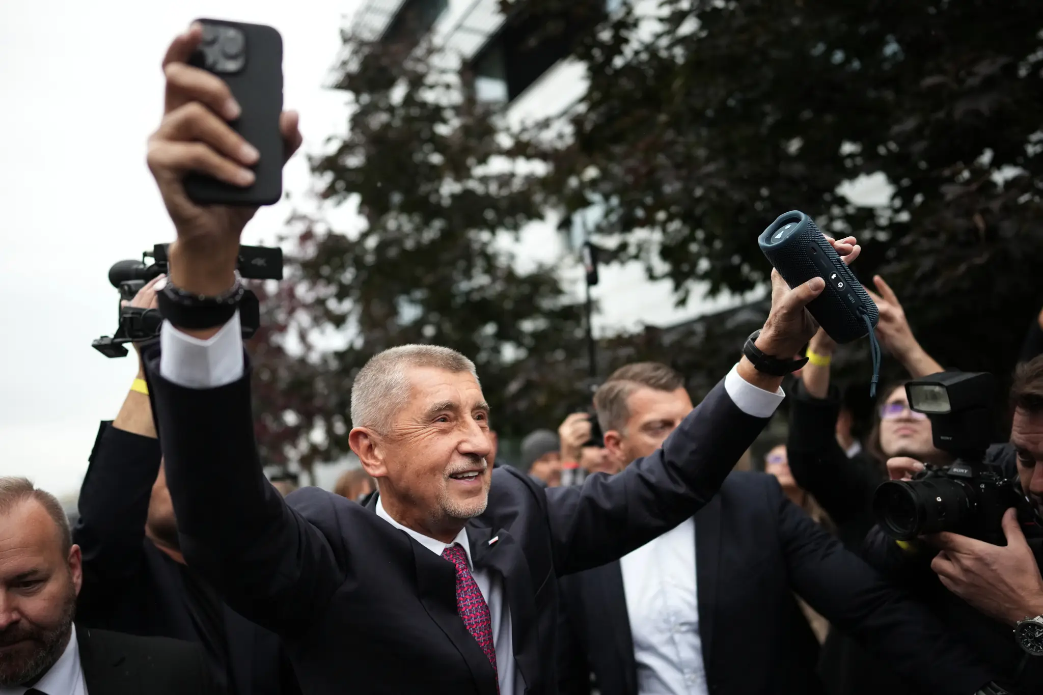 Andrej Babiš po príchode do štábu ANO