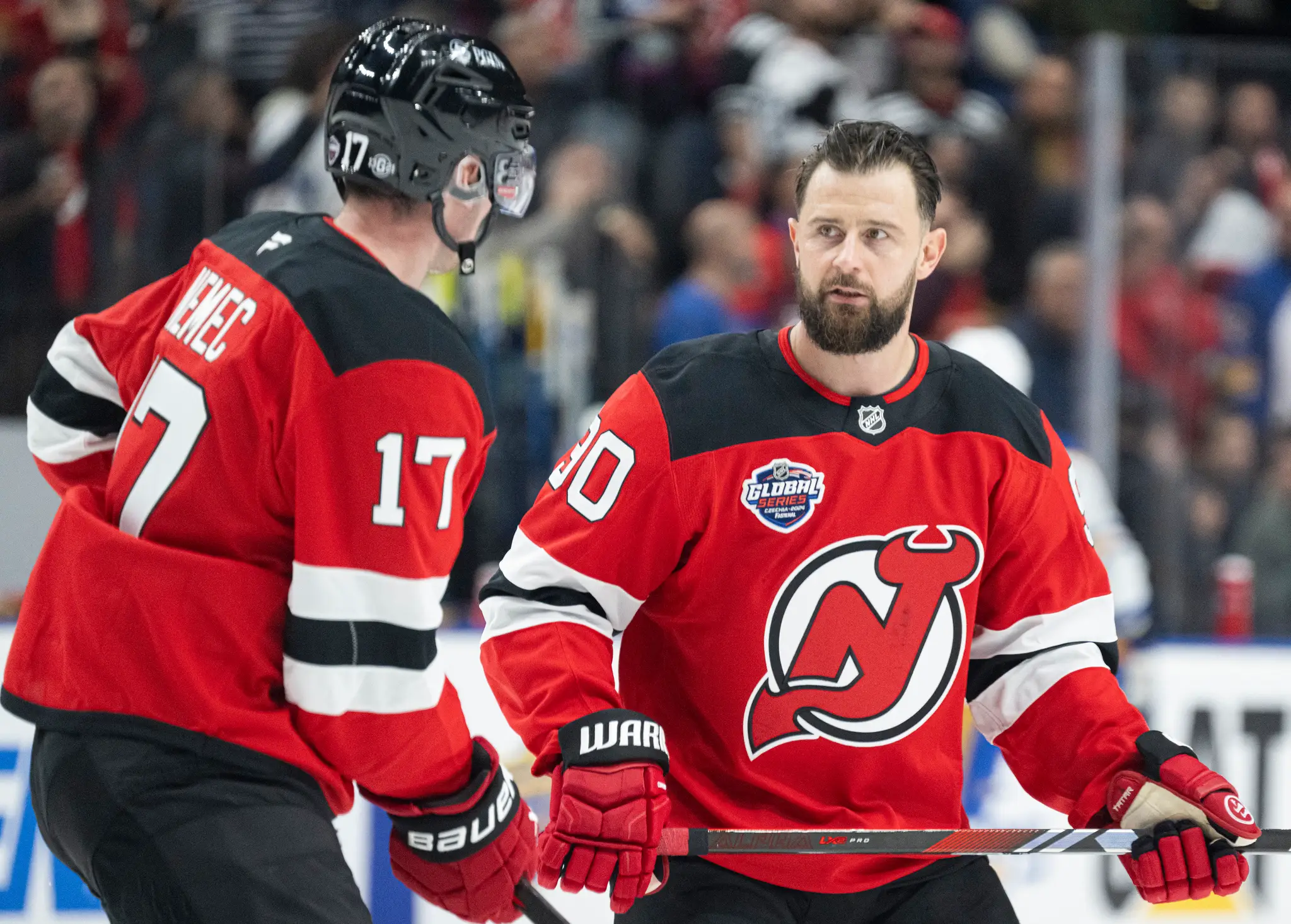 Tomáš Tatar a Šimon Nemec v drese New Jersey Devils