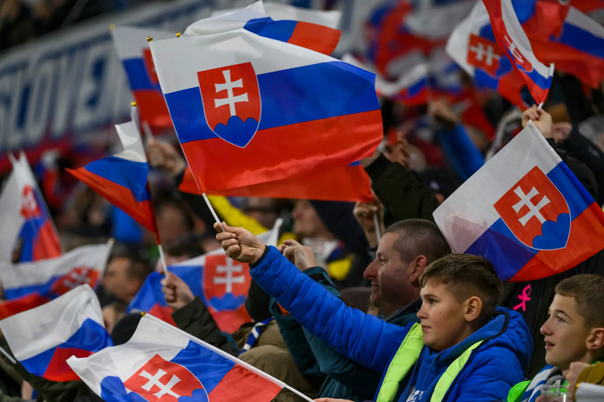 Fanúšikovia oslavujú gól v zápase kvalifikácie ME 2024 proti Islandu.