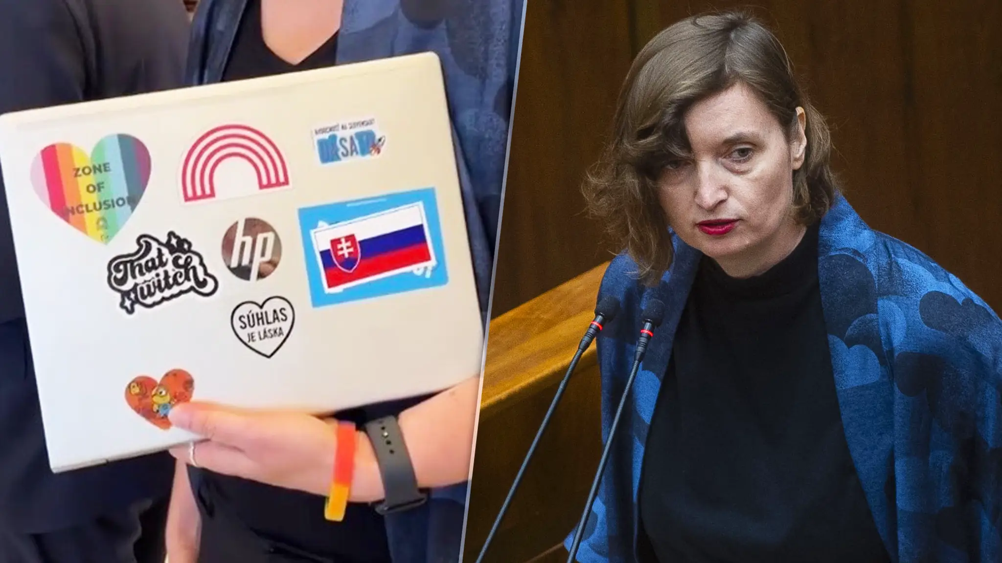 Lucia Plaváková a jej nálepky na notebooku