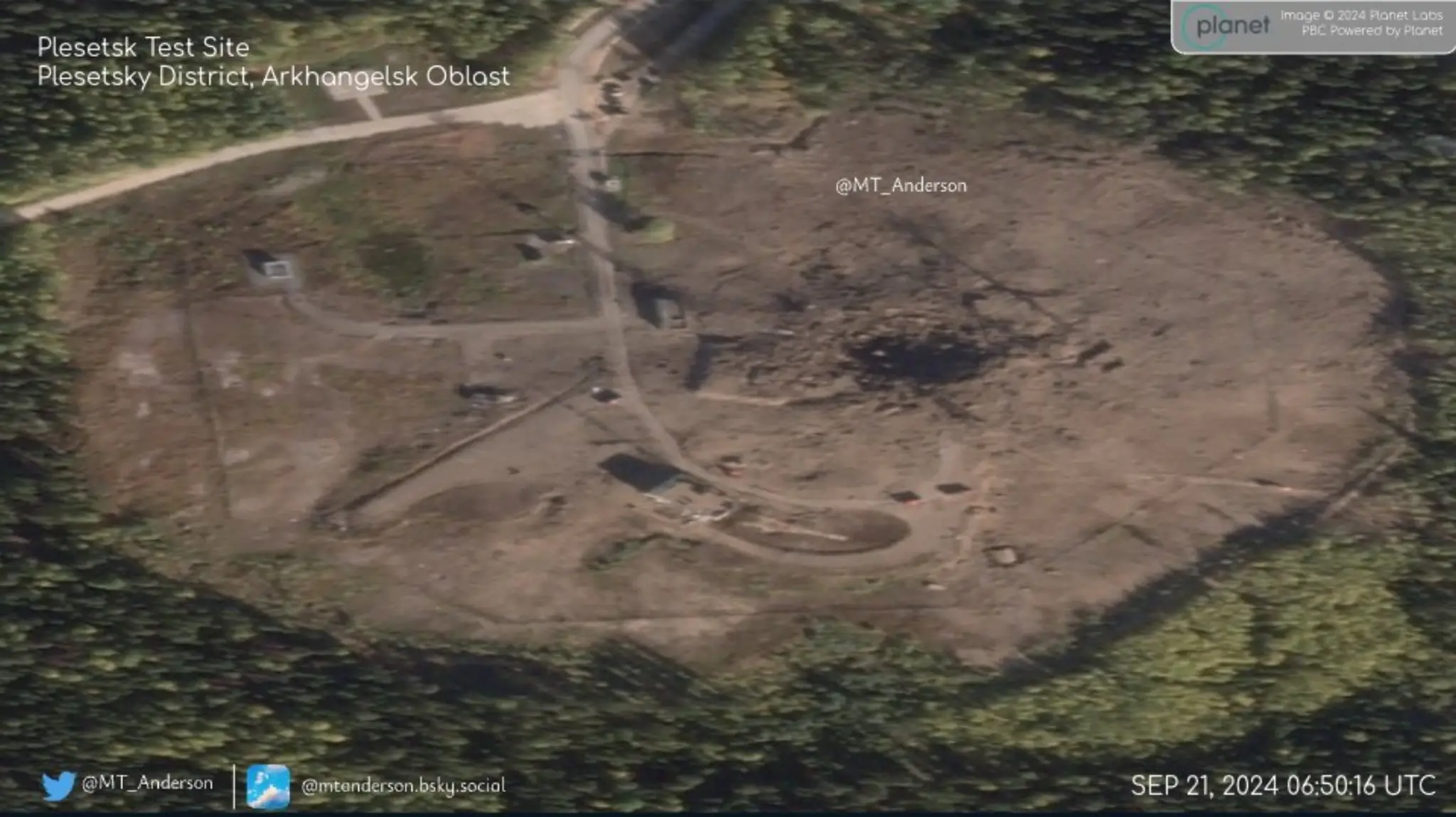 Kráter po výbuchu ruskej rakety