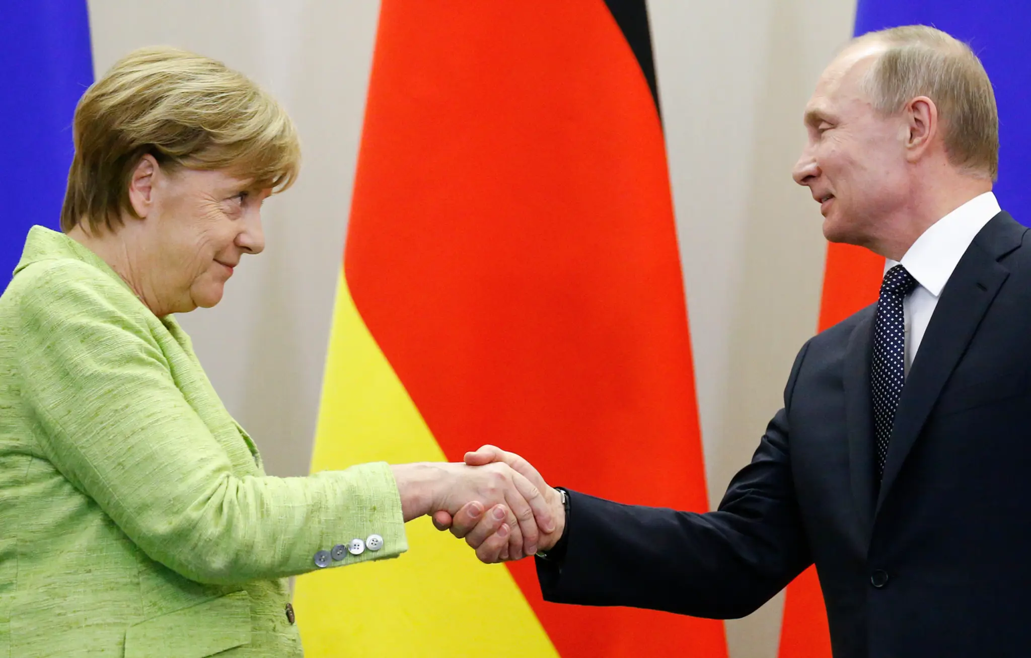 Stretnutie Angely Merkelovej a Vladimíra Putina.