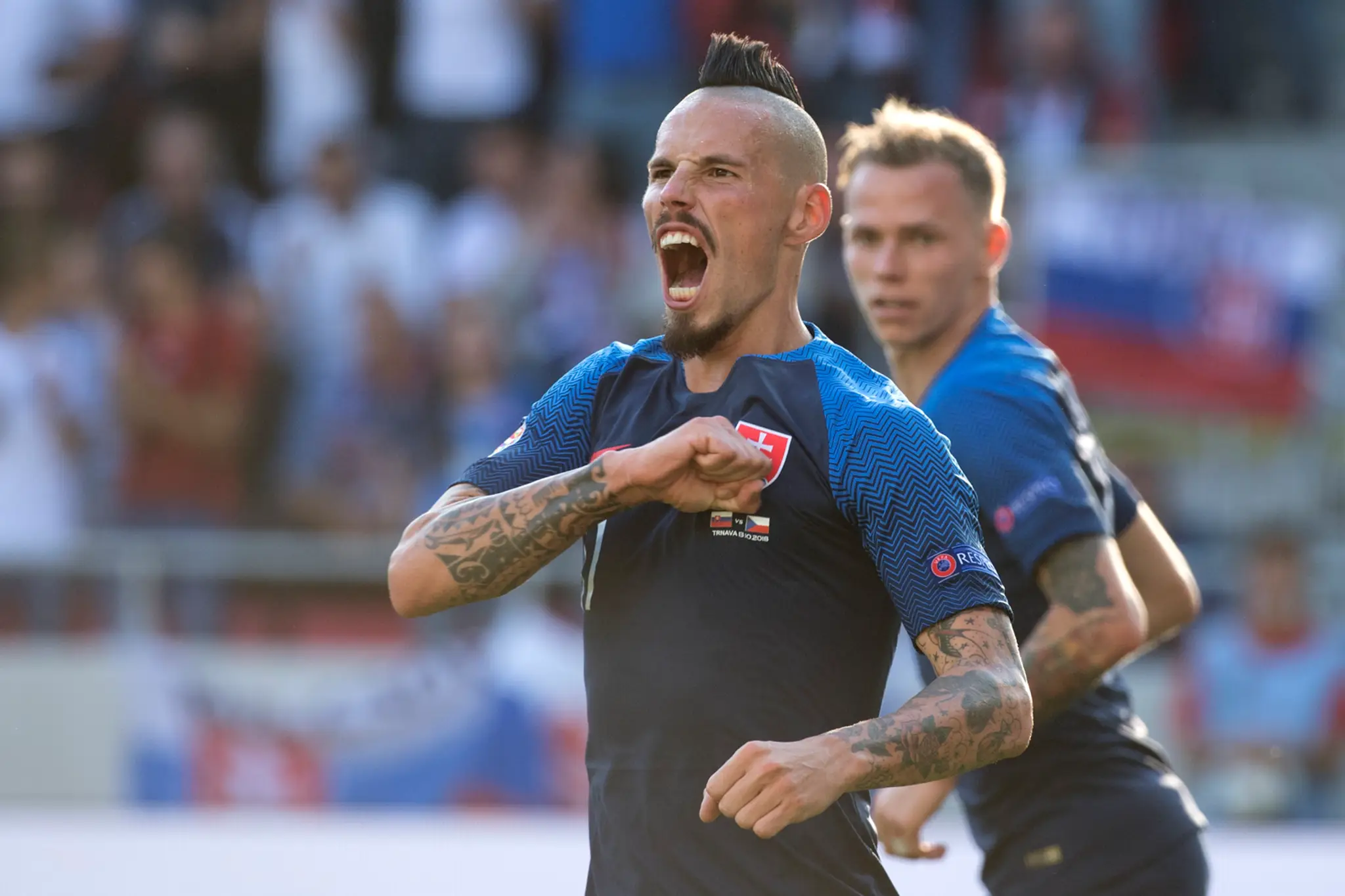 Marek Hamšík strelil jediný gól Slovenska proti Česku.