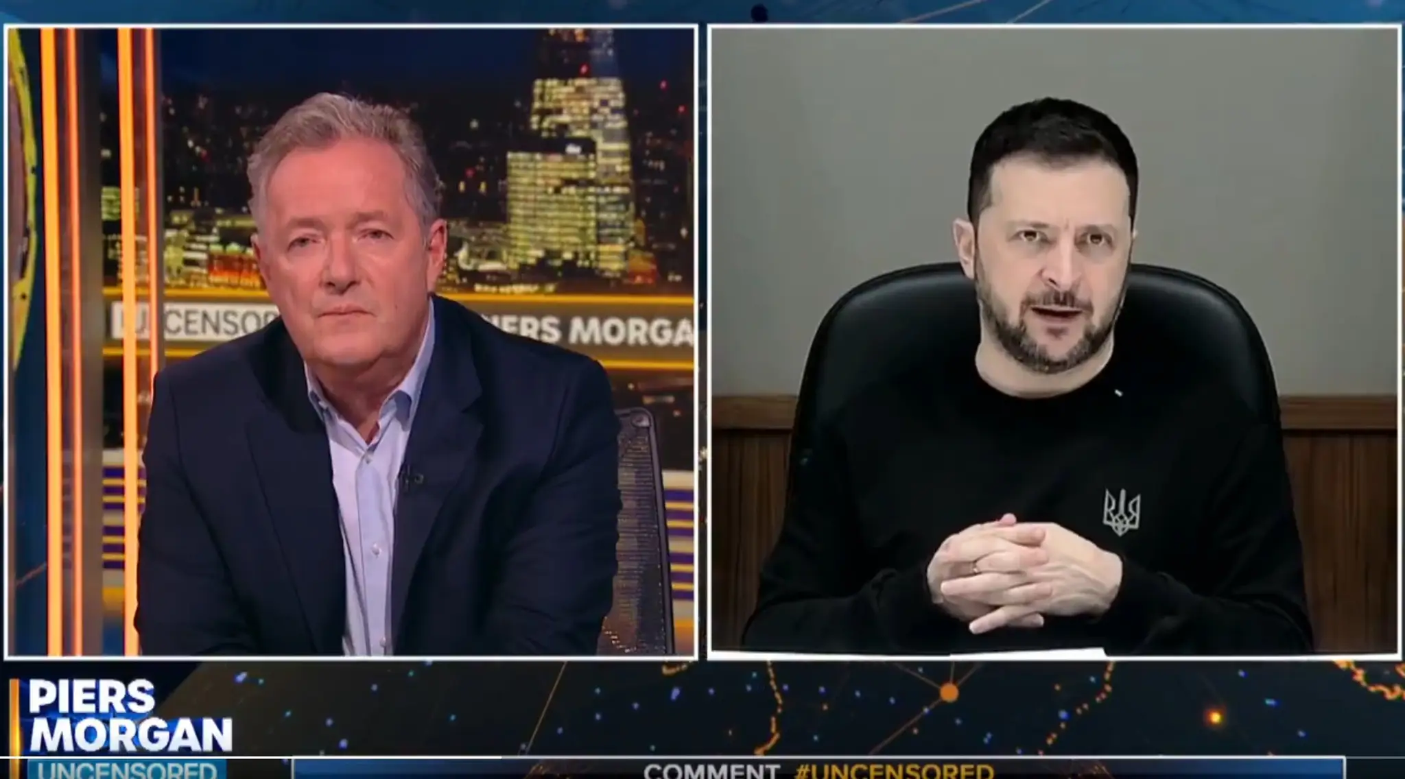 Ukrajinský prezident Volodymyr Zelenskyj poskytol rozhovor s britskému novinárovi Piersovi Morganovi.
