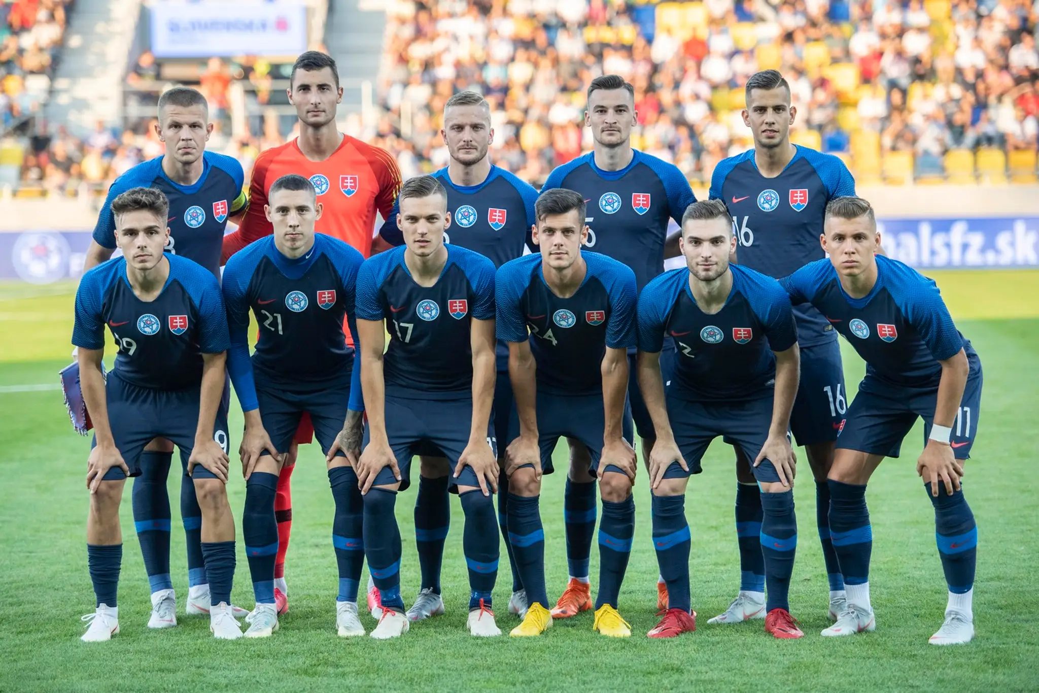 Na snímke základná jedenástka slovenskej futbalovej reprezentácie do 21 rokov.