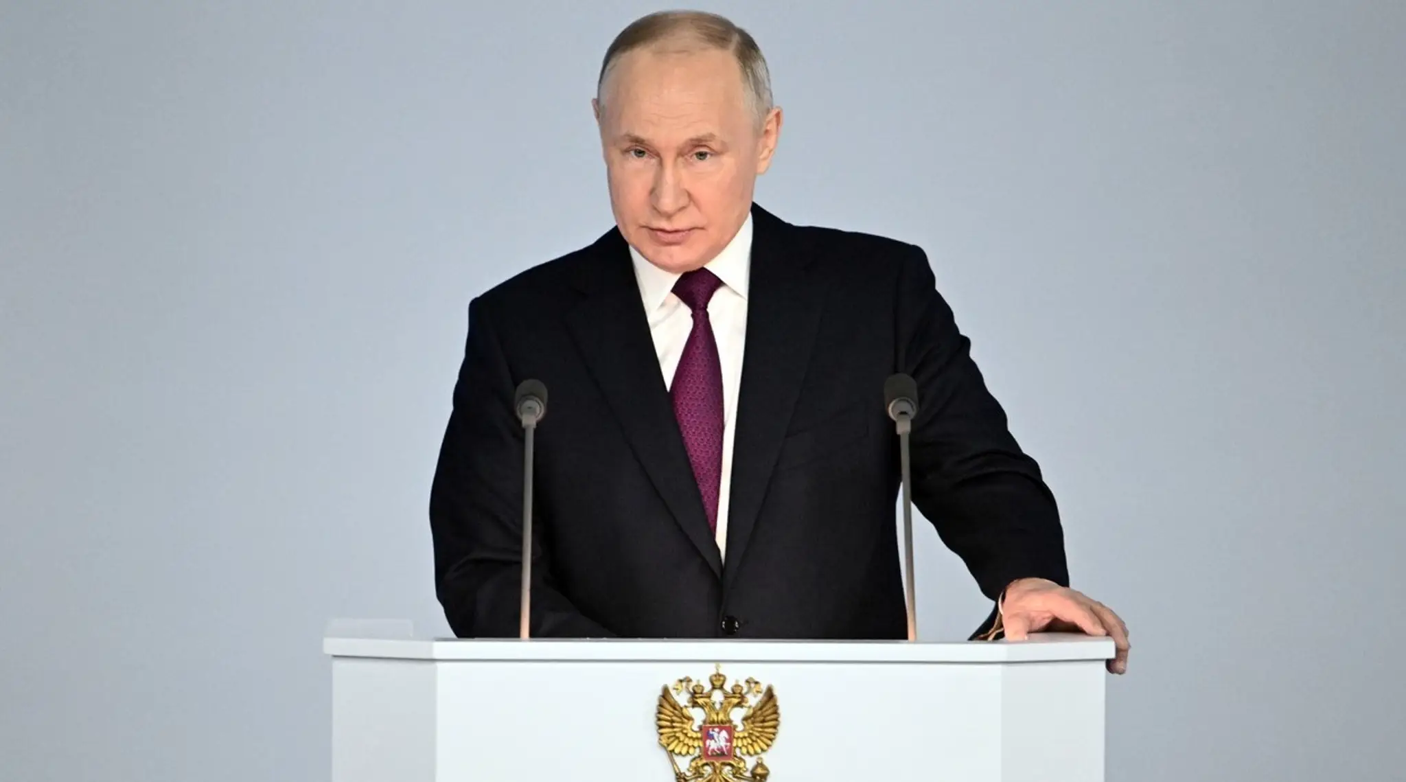 Ruský prezident Vladimir Putin počas prejavu o stave krajiny.