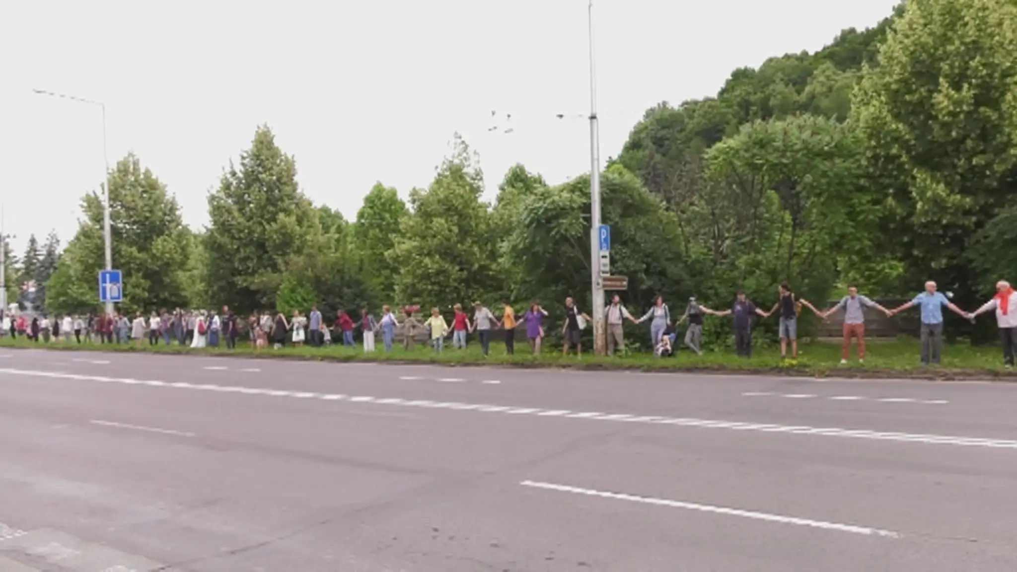 Živá reťaz v Banskej Bystrici.
