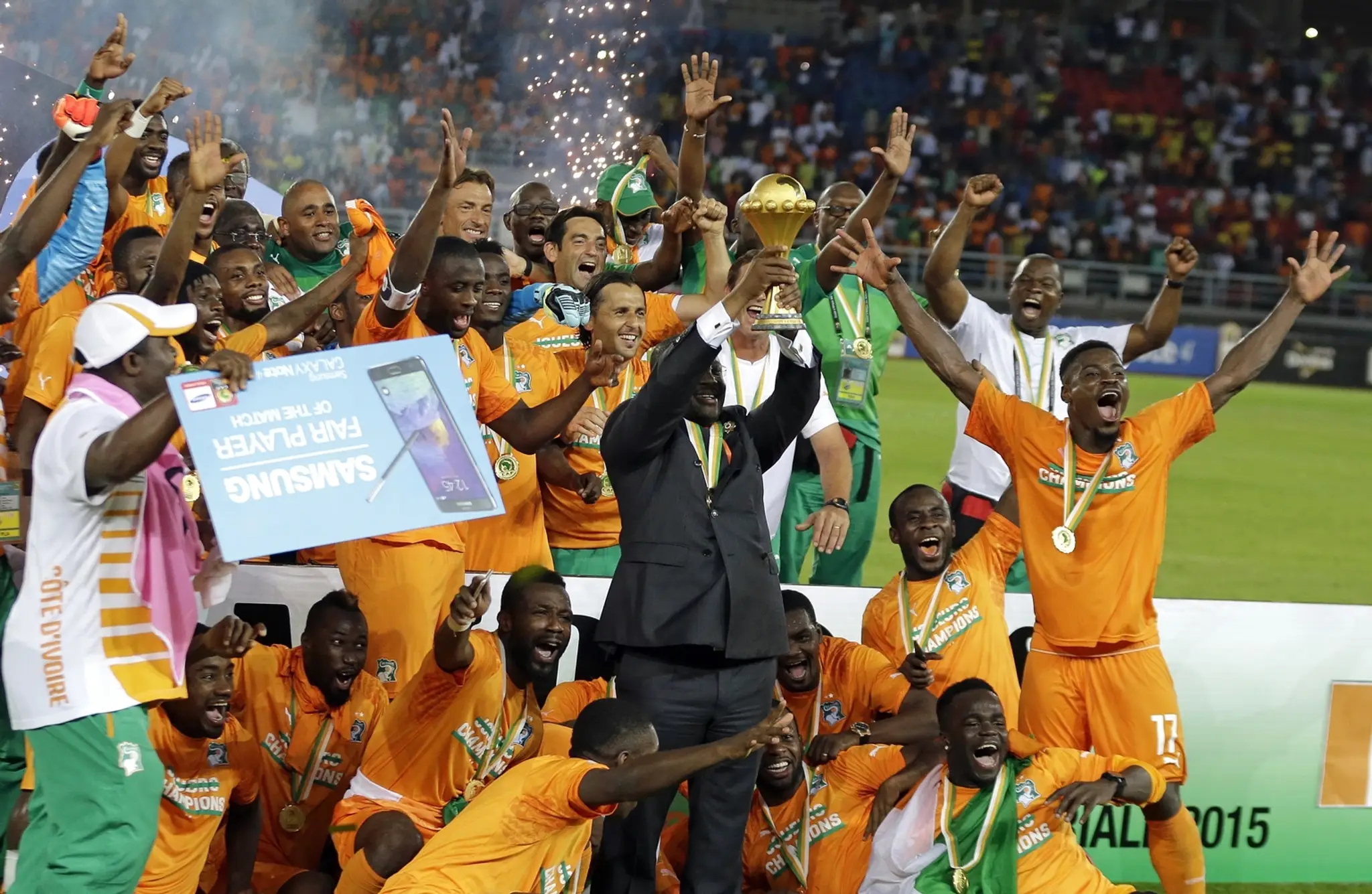 Hráči Pobrežia Slonoviny - víťazi Afrického pohára národov 2015.