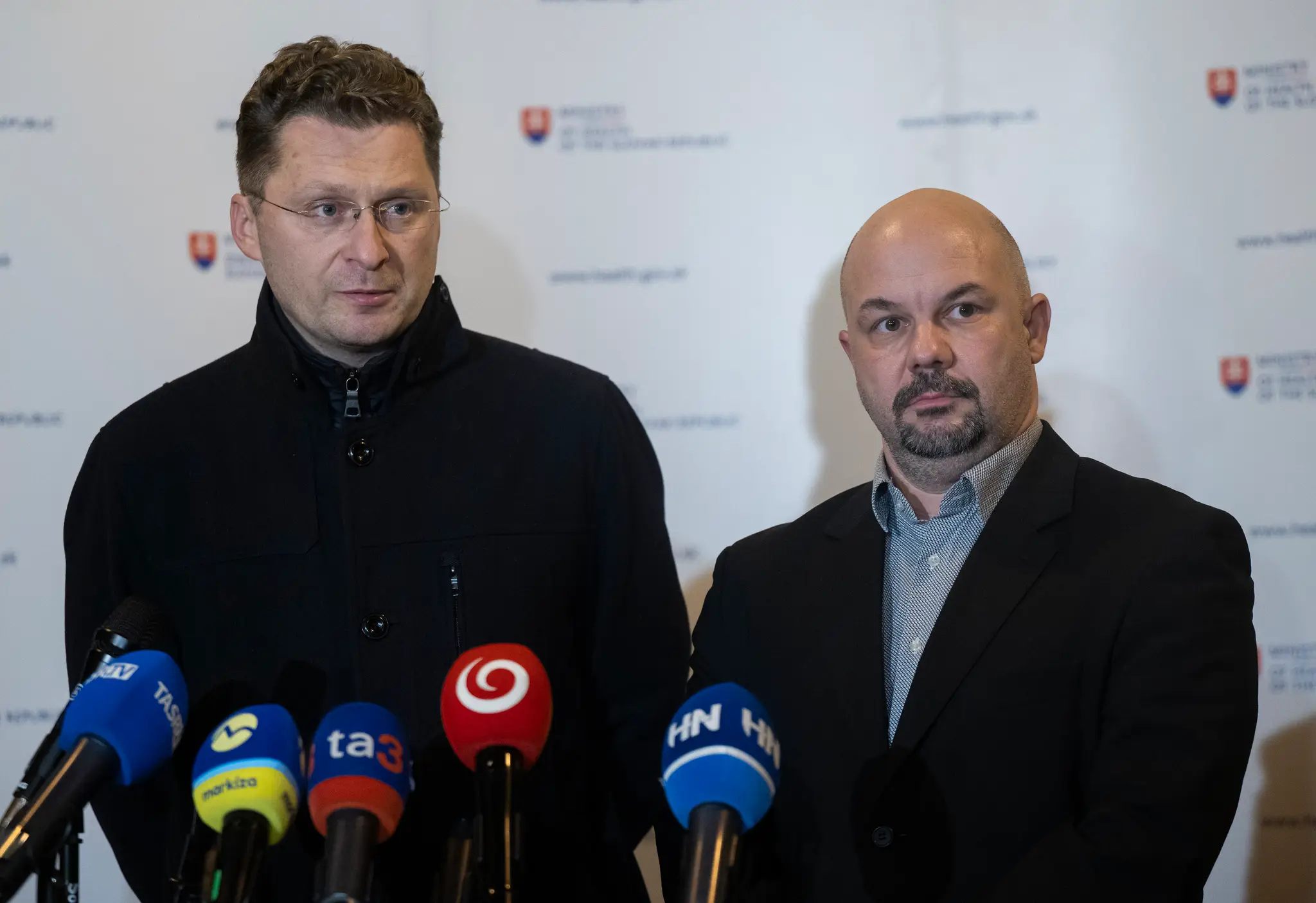 Predseda Lekárskeho odborového združenia (LOZ) Peter Visolajský a člen LOZ Dalibor Fedák.