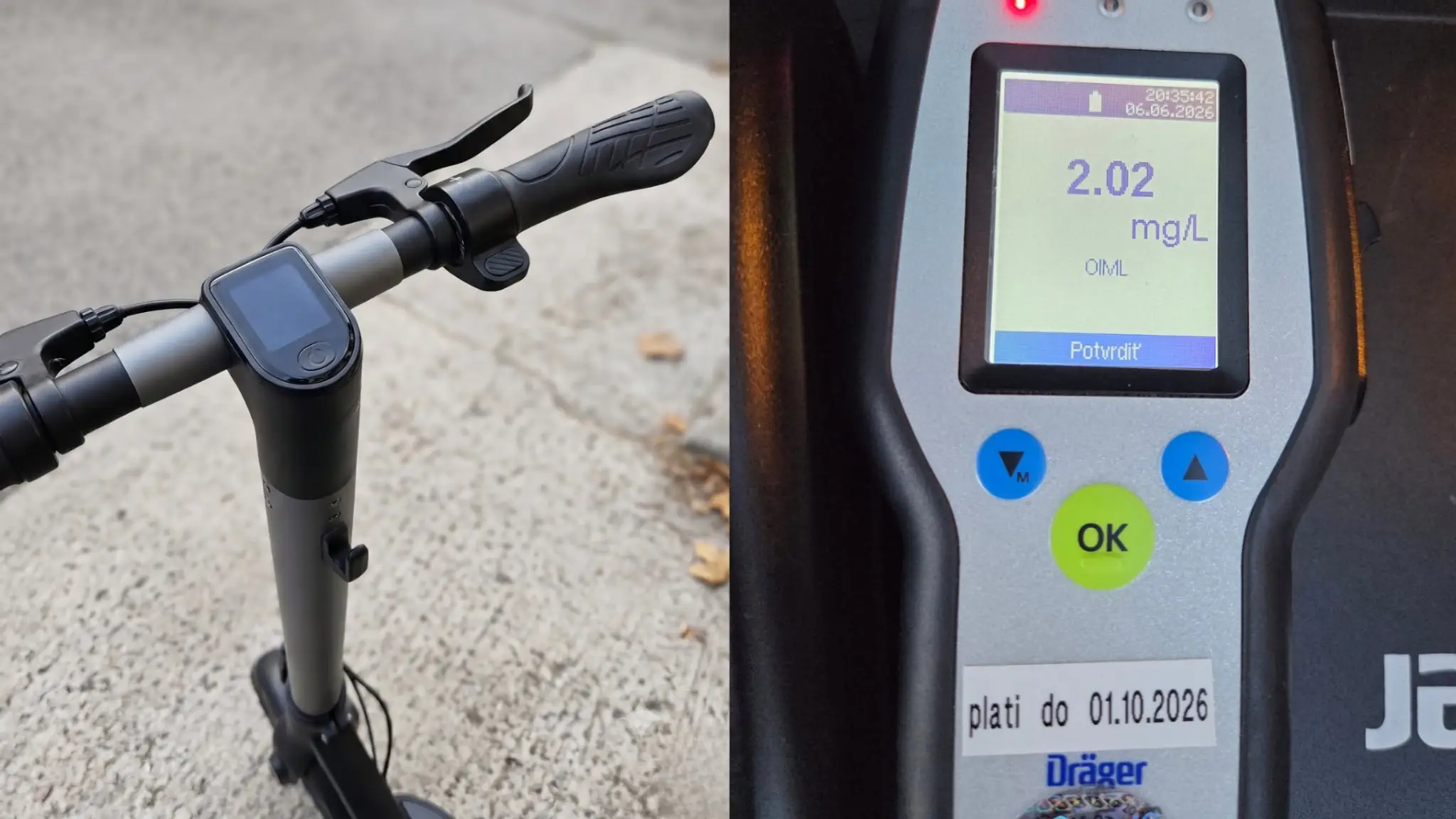 Vodič elektrickej kolobežky nafúkal 4,21 promile alkoholu.