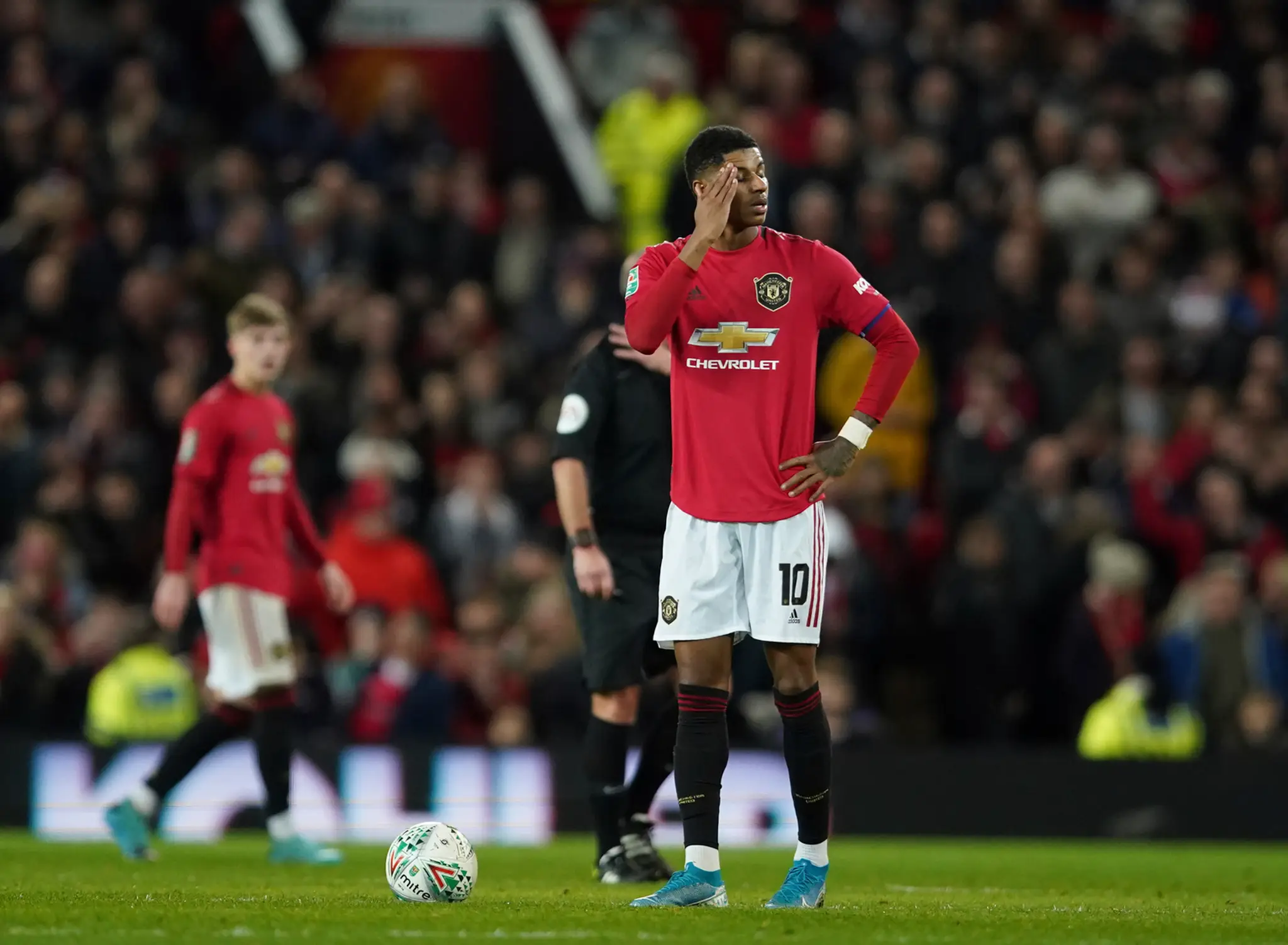 Marcus Rashford z Manchesteru United v dueli FA Cupu proti Manchesteru City.