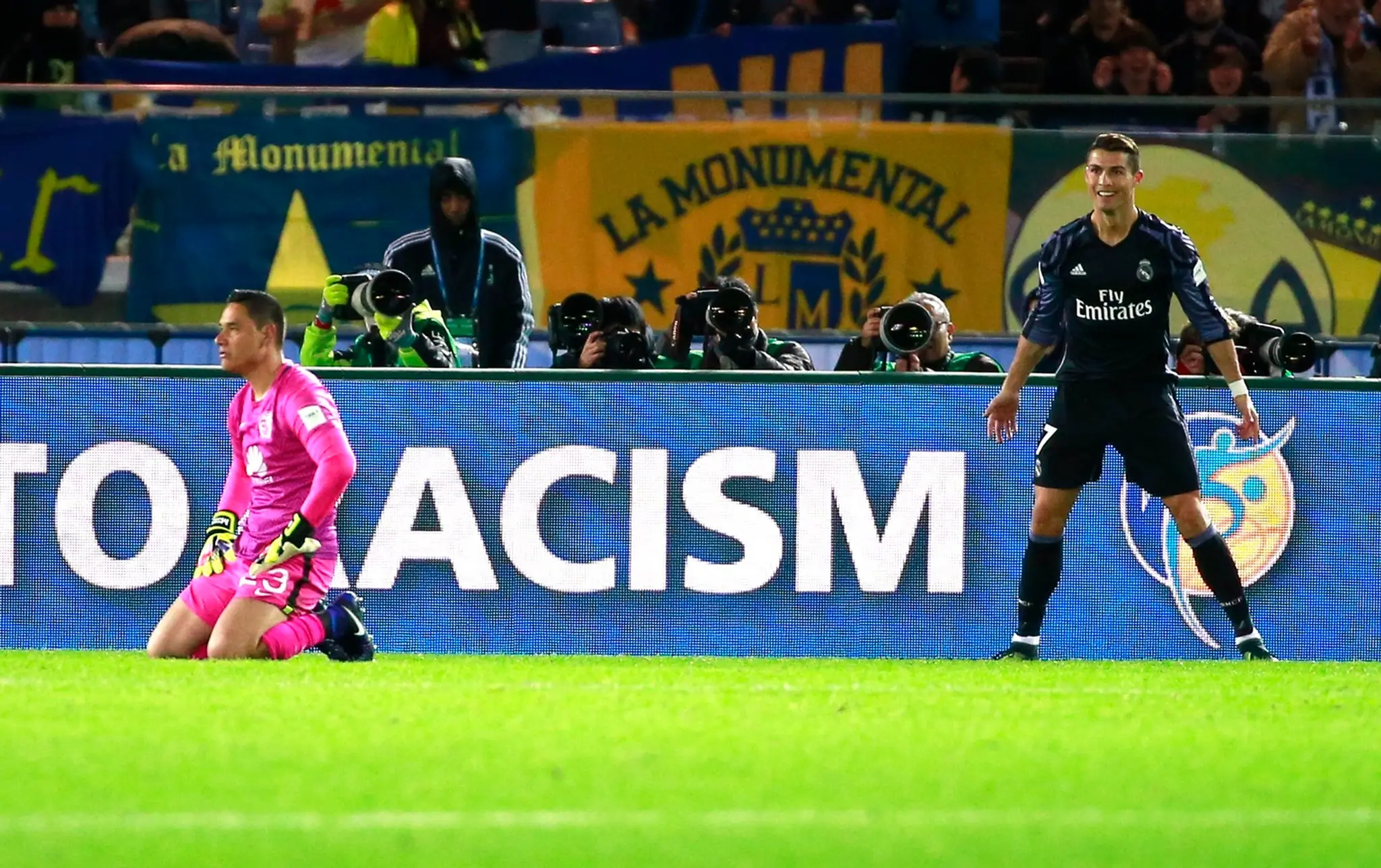 Cristiano Ronaldo a jeho typická oslava gólu.