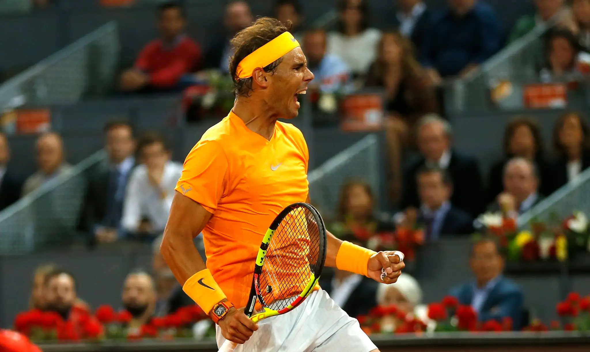 Rafael Nadal sa raduje po víťazstve proti Argentínčanovi Diegovi Schwartzmannovi v osemfinále dvojhry na turnaji ATP v Madride.