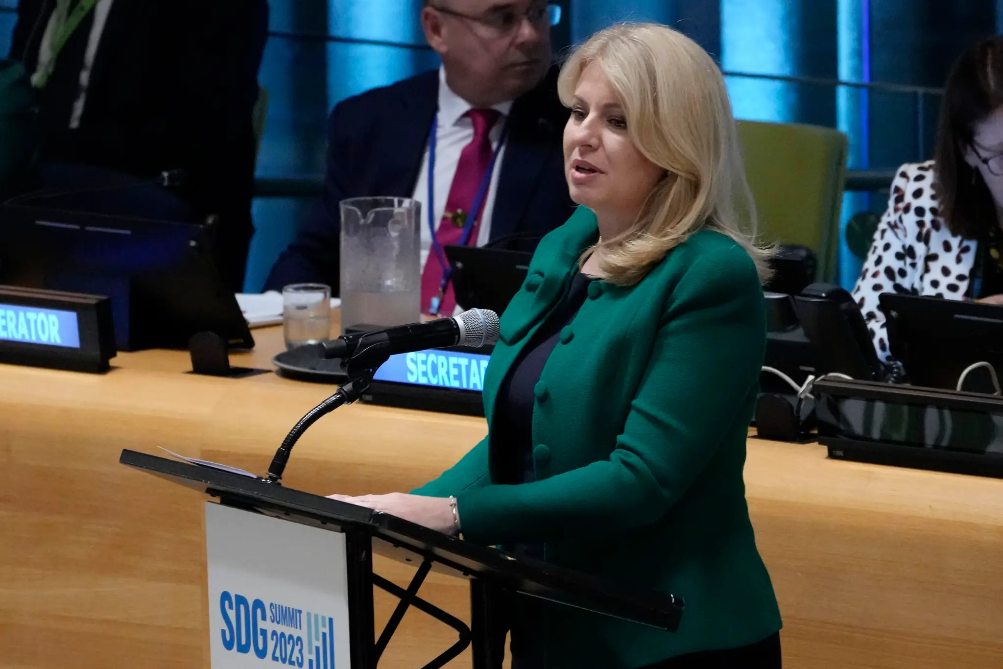 Prezidentka SR Zuzana Čaputová vystupuje na Fóre OSN.