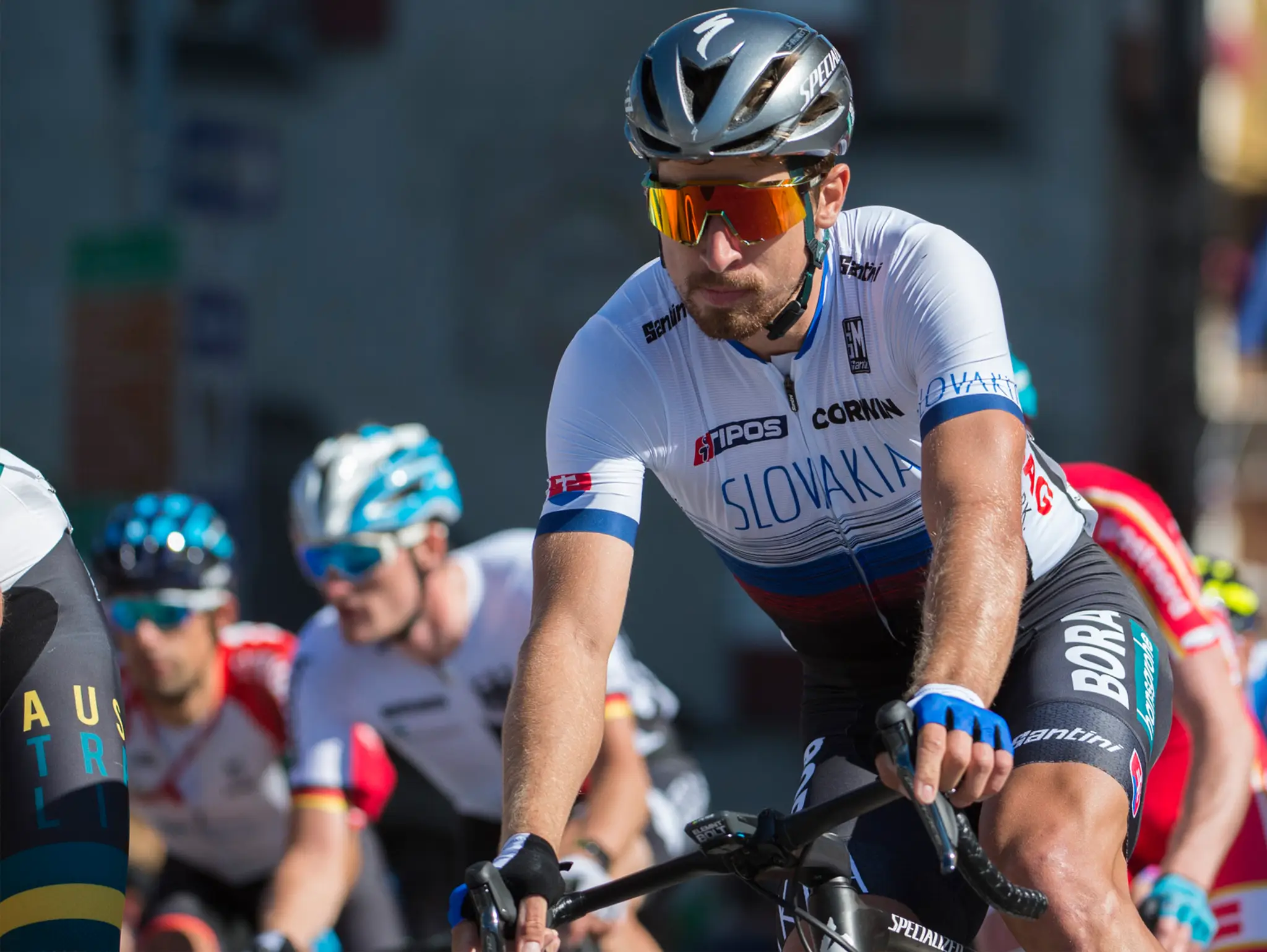 Peter Sagan v pelotóne počas MS.