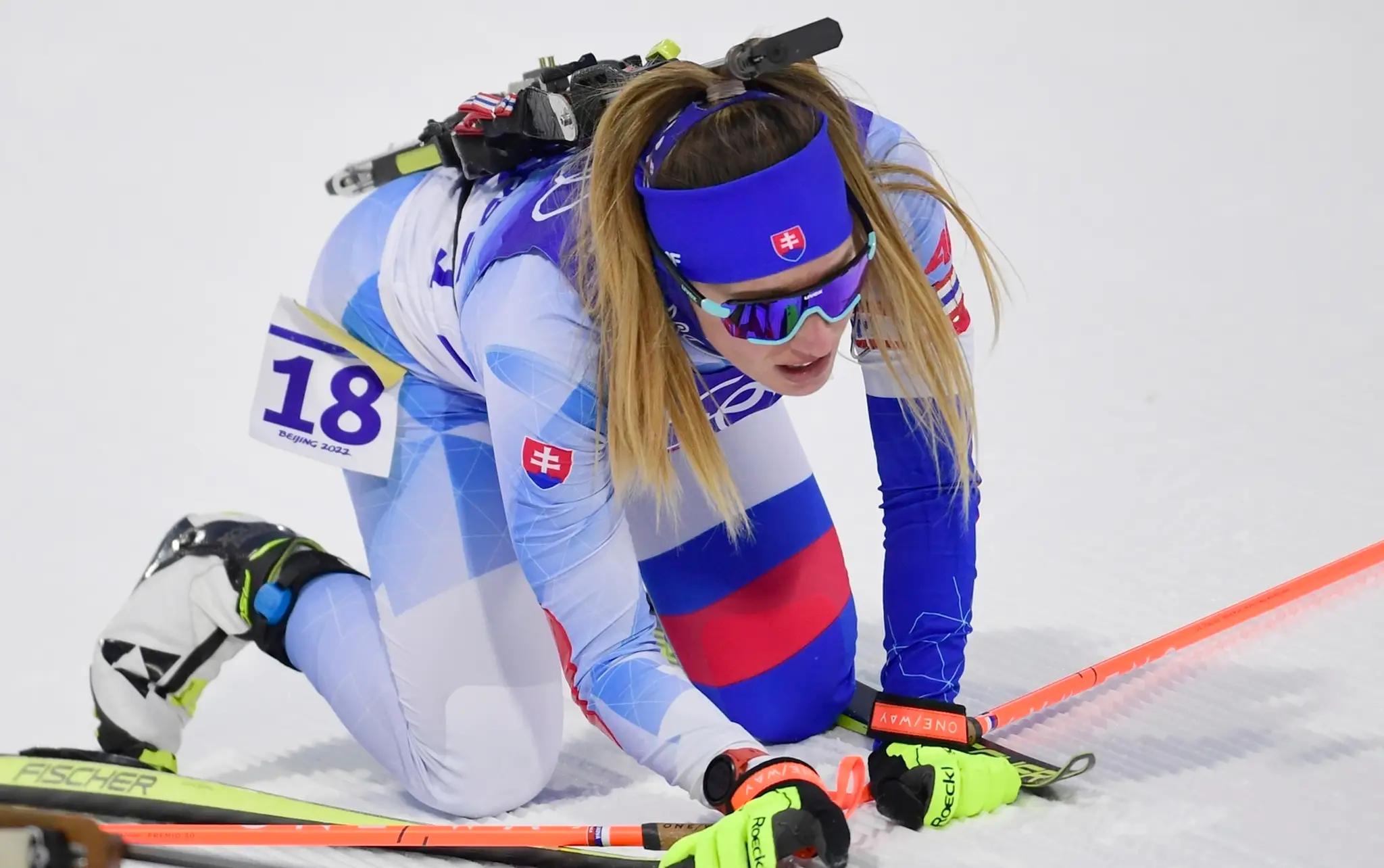 Na snímke slovenská biatlonistka Paulína Fialková v cieli v šprinte žien na 7,5 km na ZOH 2022 v Pekingu.