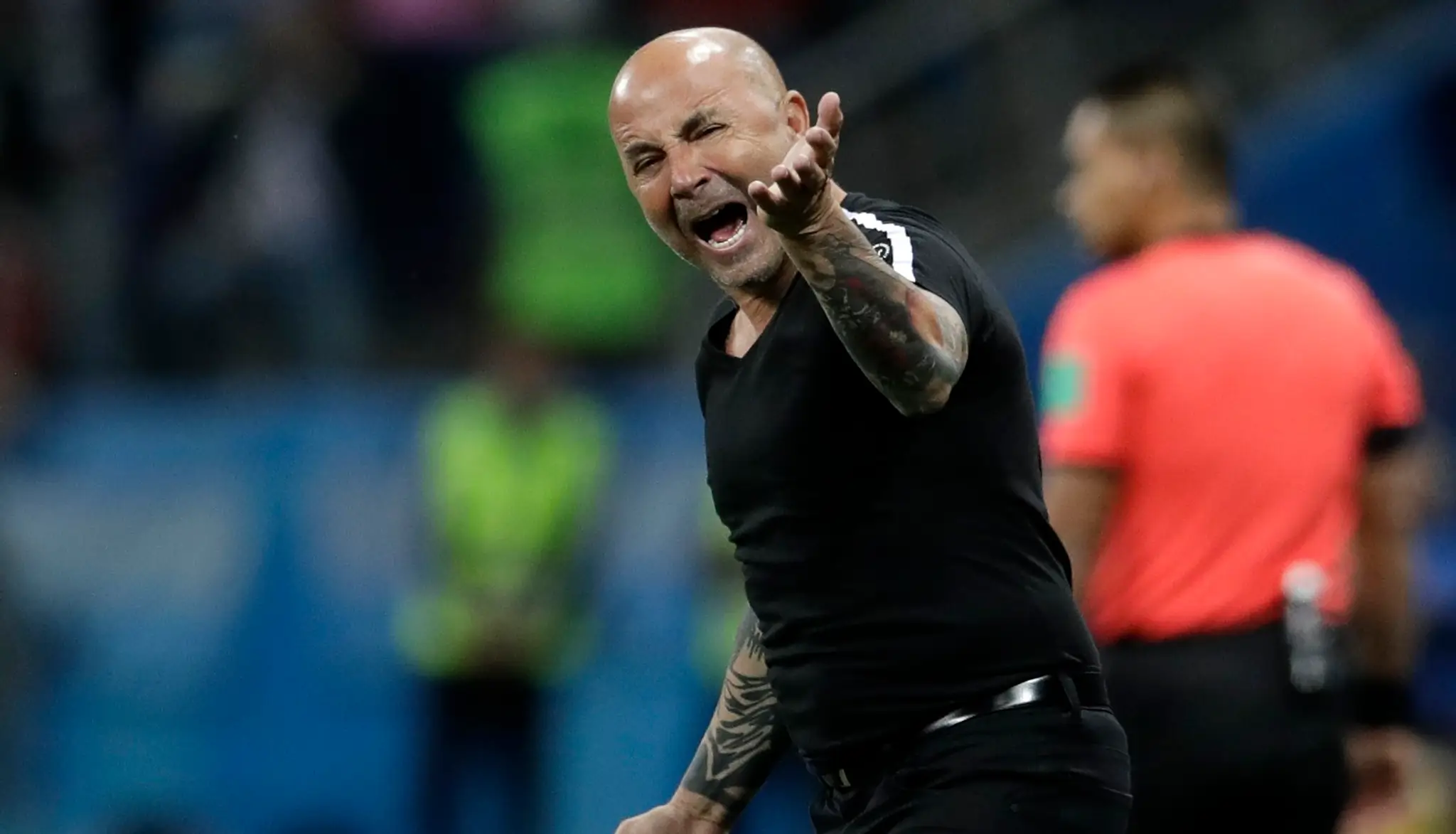Argentínsky kouč Jorge Sampaoli počas zápasu proti Chorvátsku.