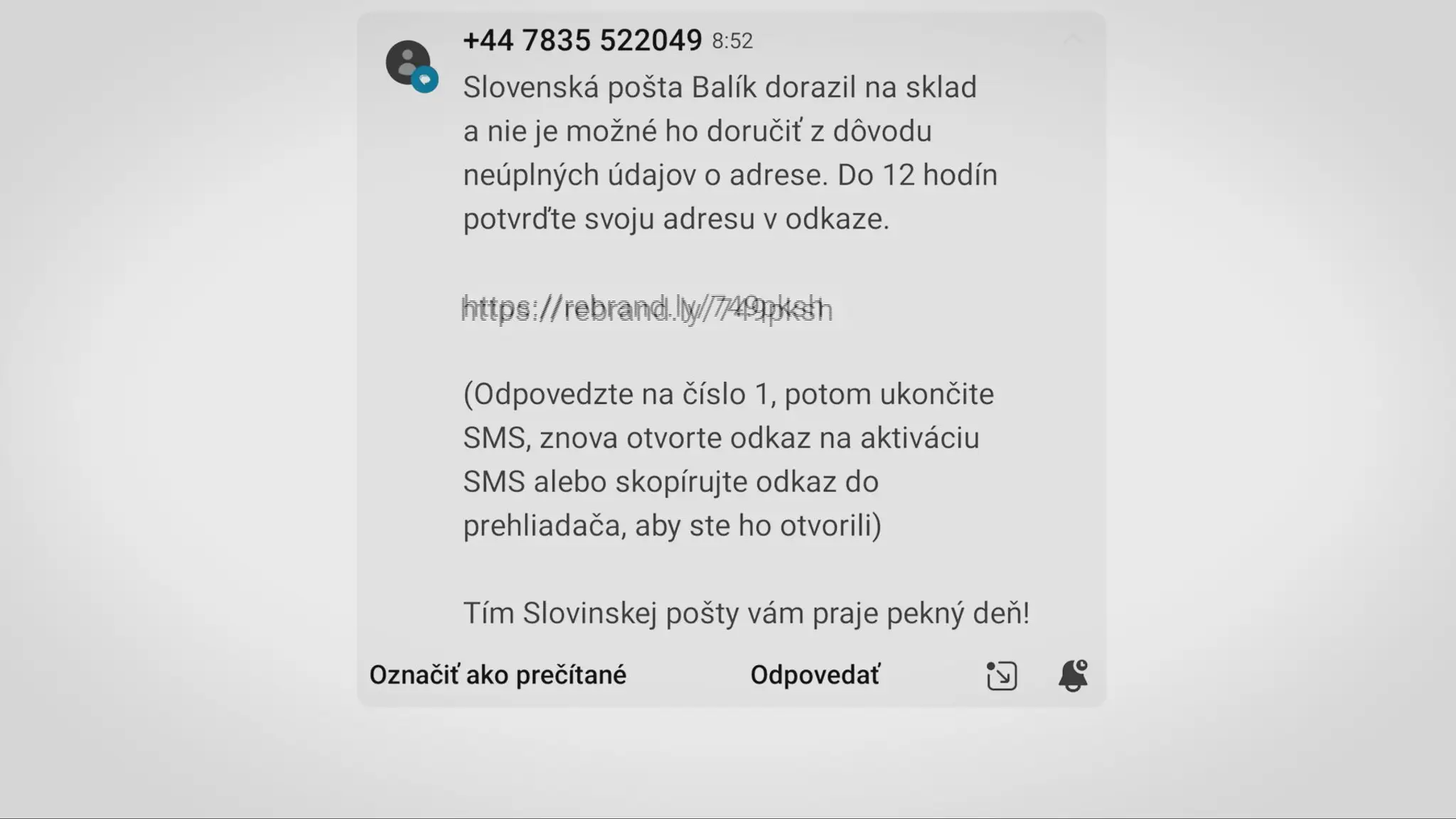 Podvodná SMS.