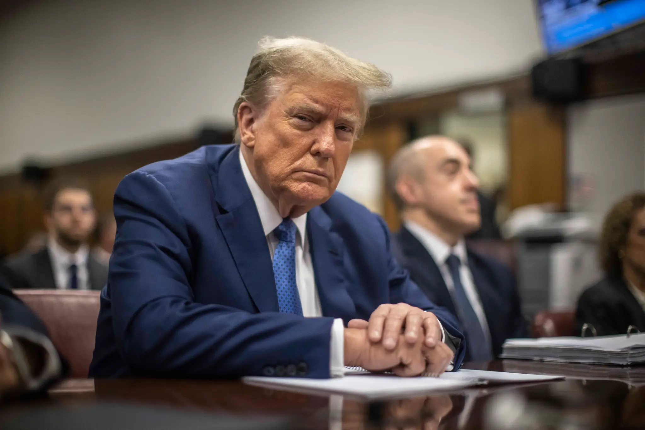 Bývalý prezident Donald Trump na Manhattanskom trestnom súde v New Yorku.