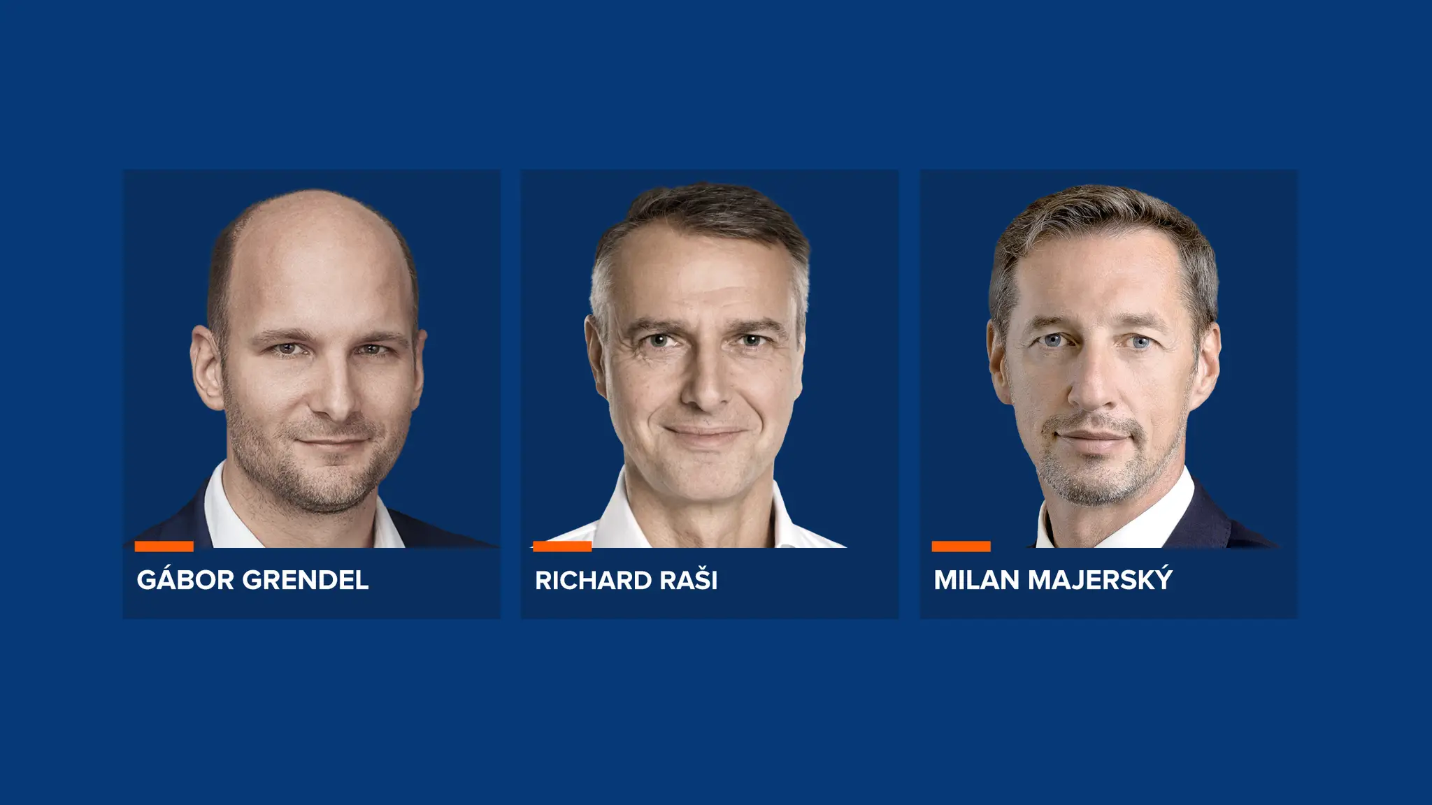 Gábor Grendel, Richard Raši a Milan Majerský.