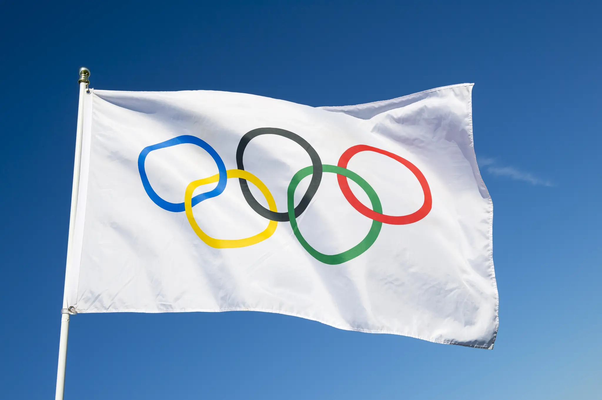 Ilustračná snímka olympijskej vlajky.